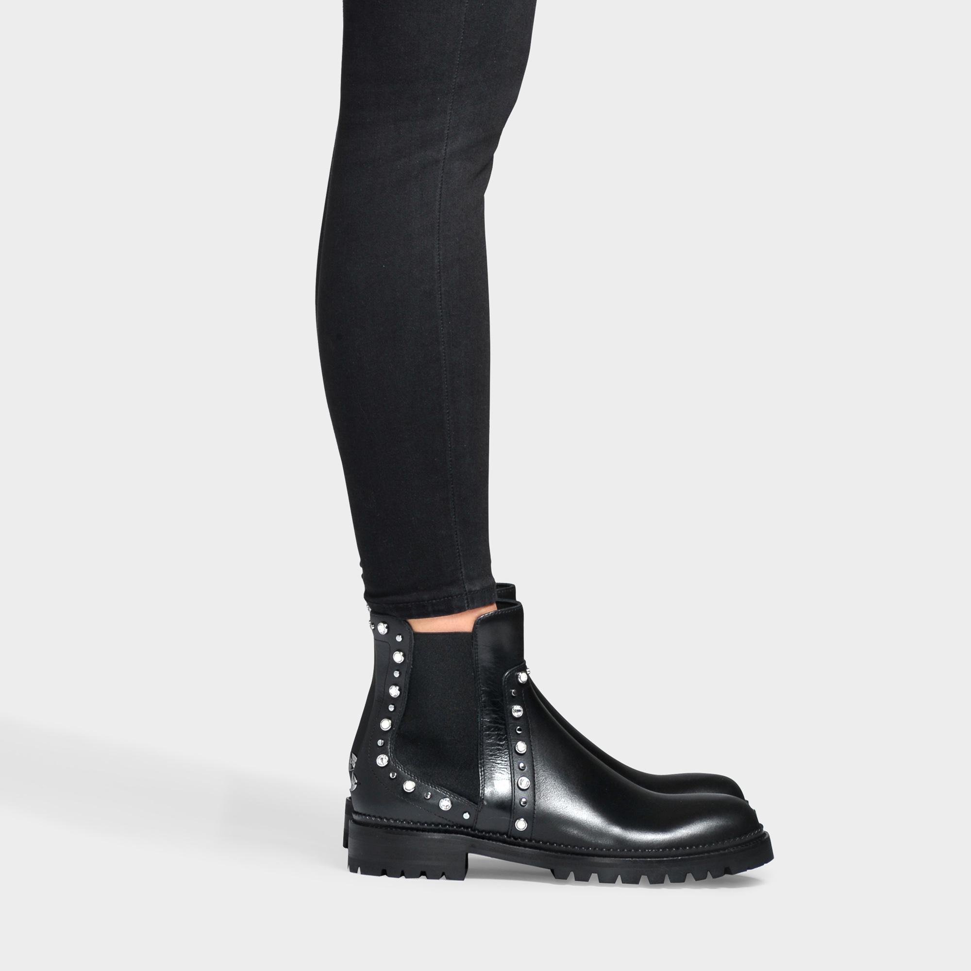 Jimmy Choo Burrow Embellished Leather Ankle Boots in Black - Lyst