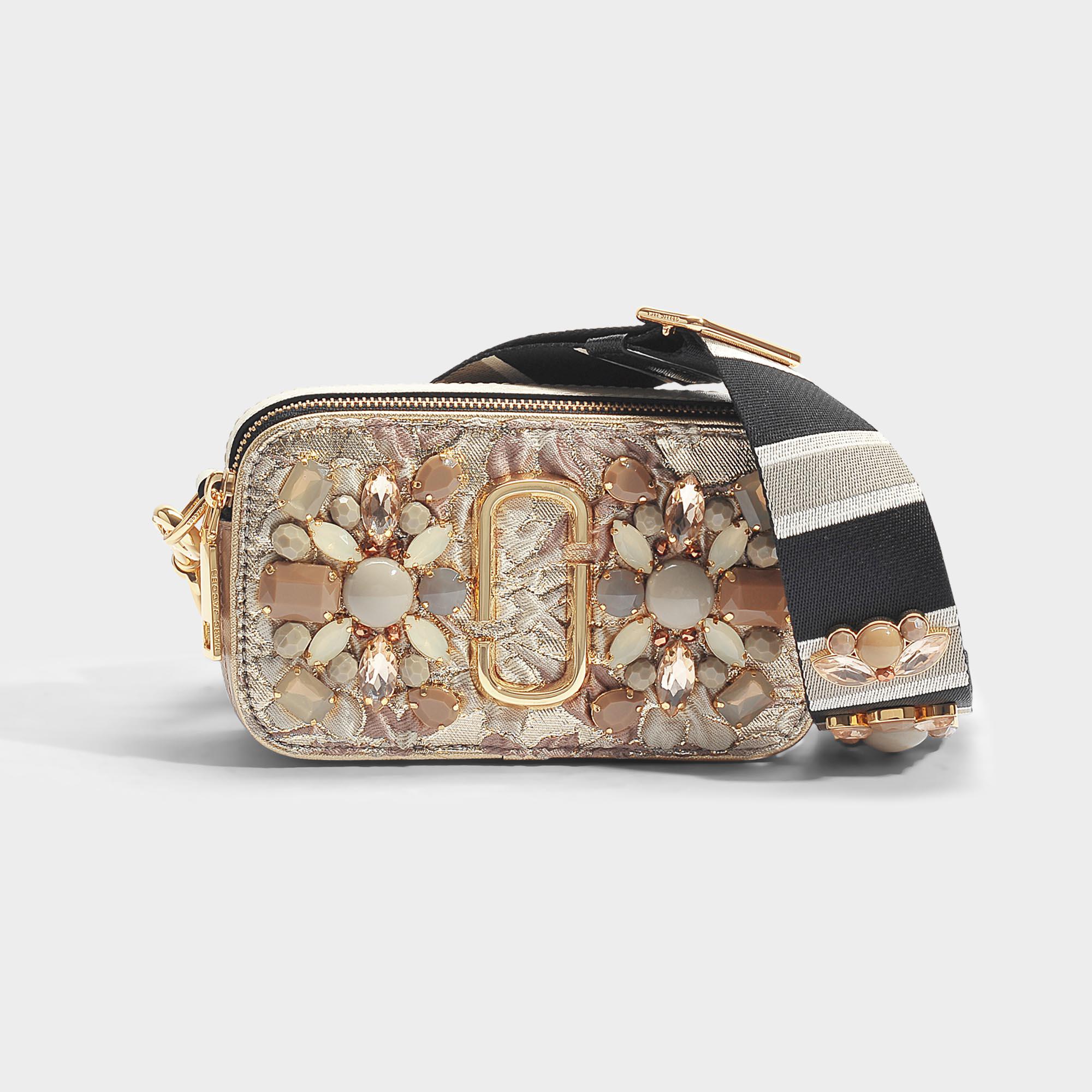 Marc Jacobs Snapshot Floral Brocade Crossbody Bag In Beige