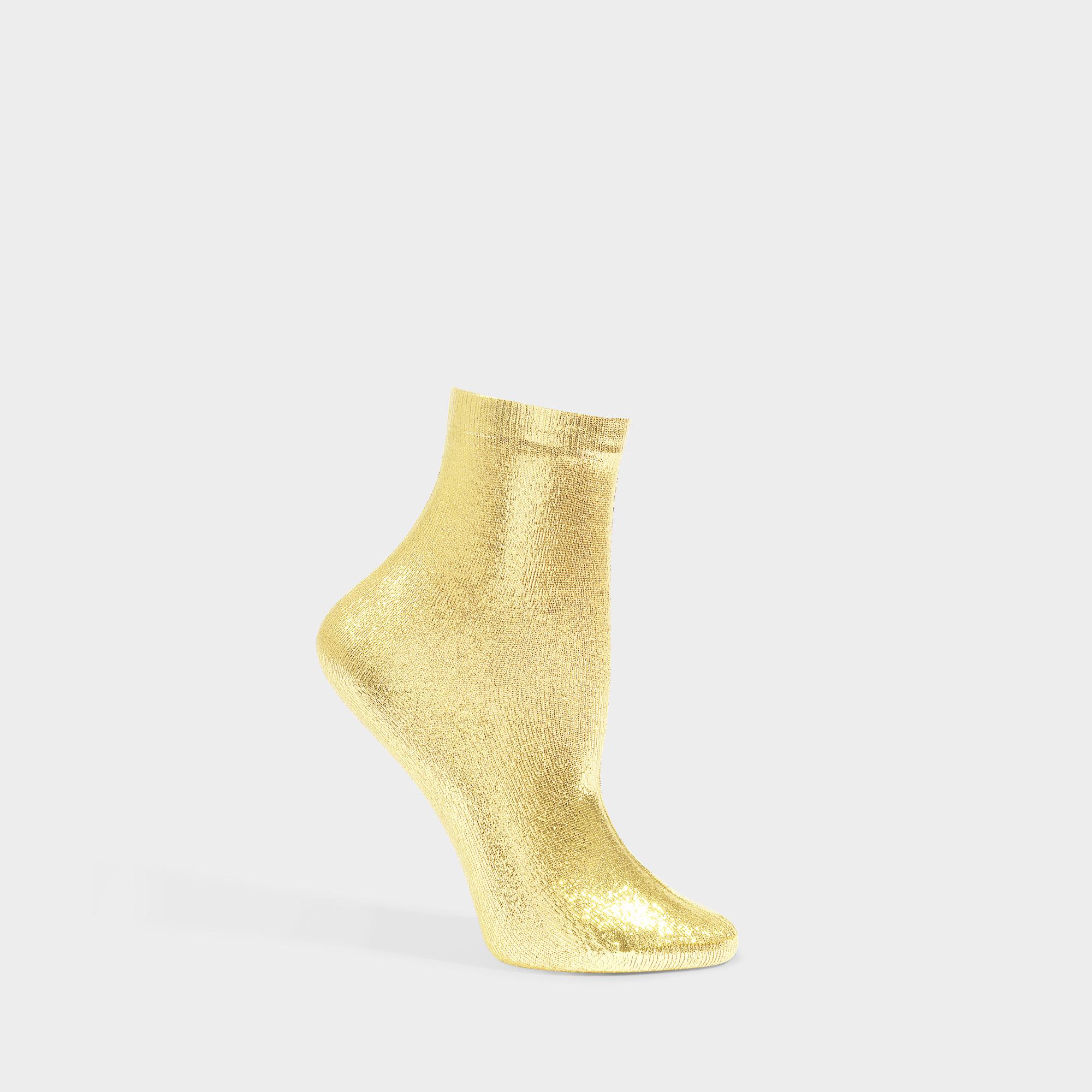 Maria La Rosa Metallic Socks In Gold Silk And Polyamide | Lyst