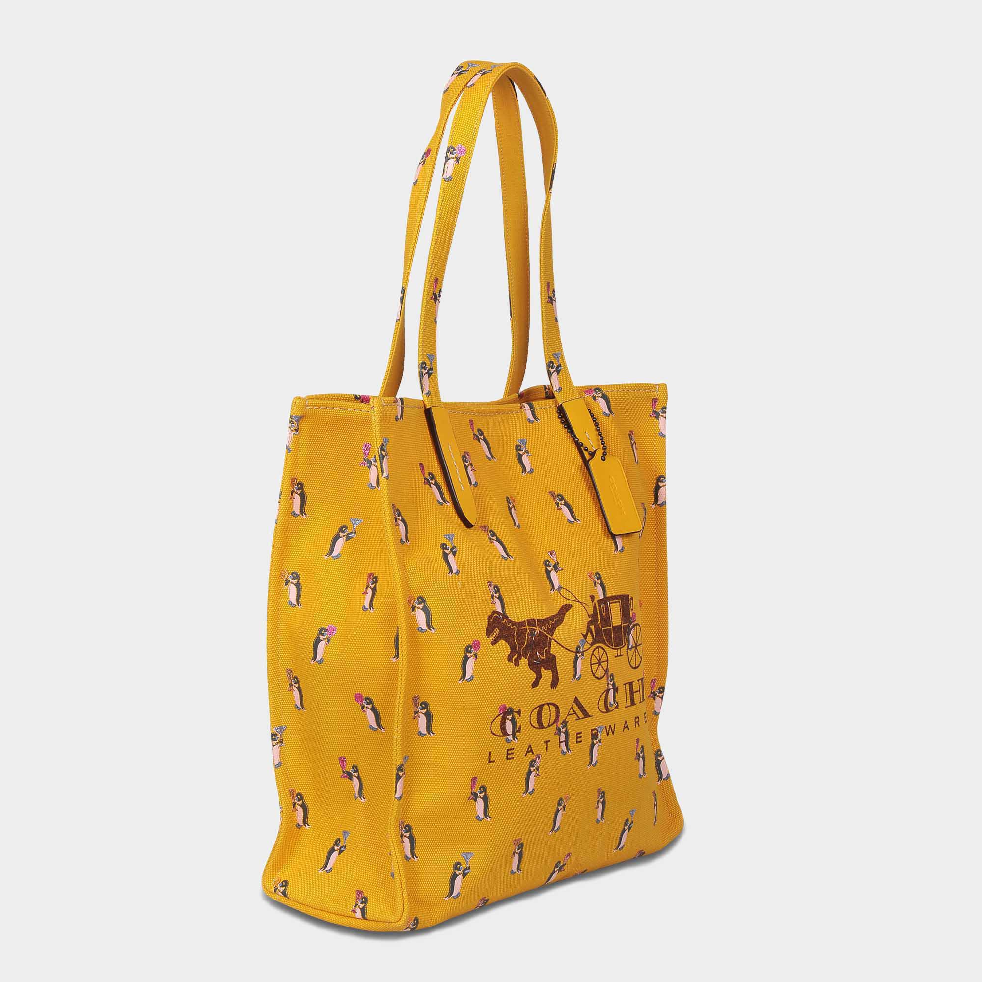 COACH Rexy And Carriage Tote Bag In Yellow Canvas | Lyst