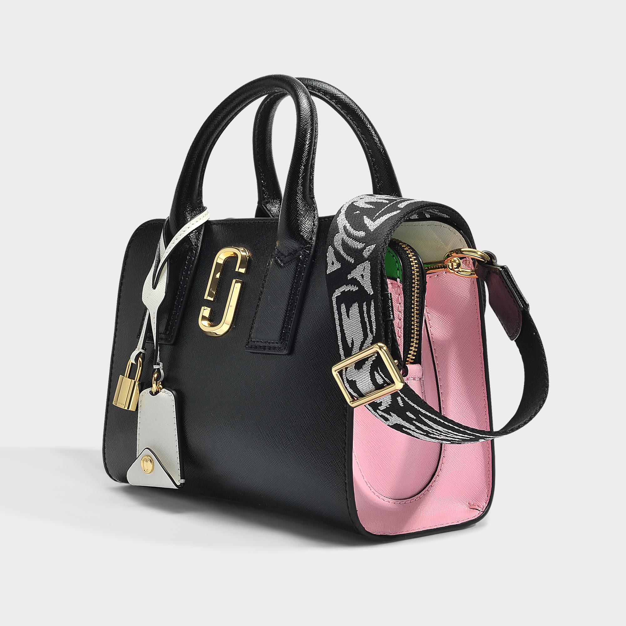 Marc Jacobs Little Big Shot Tote Leather Black/ Baby Pink | Lyst