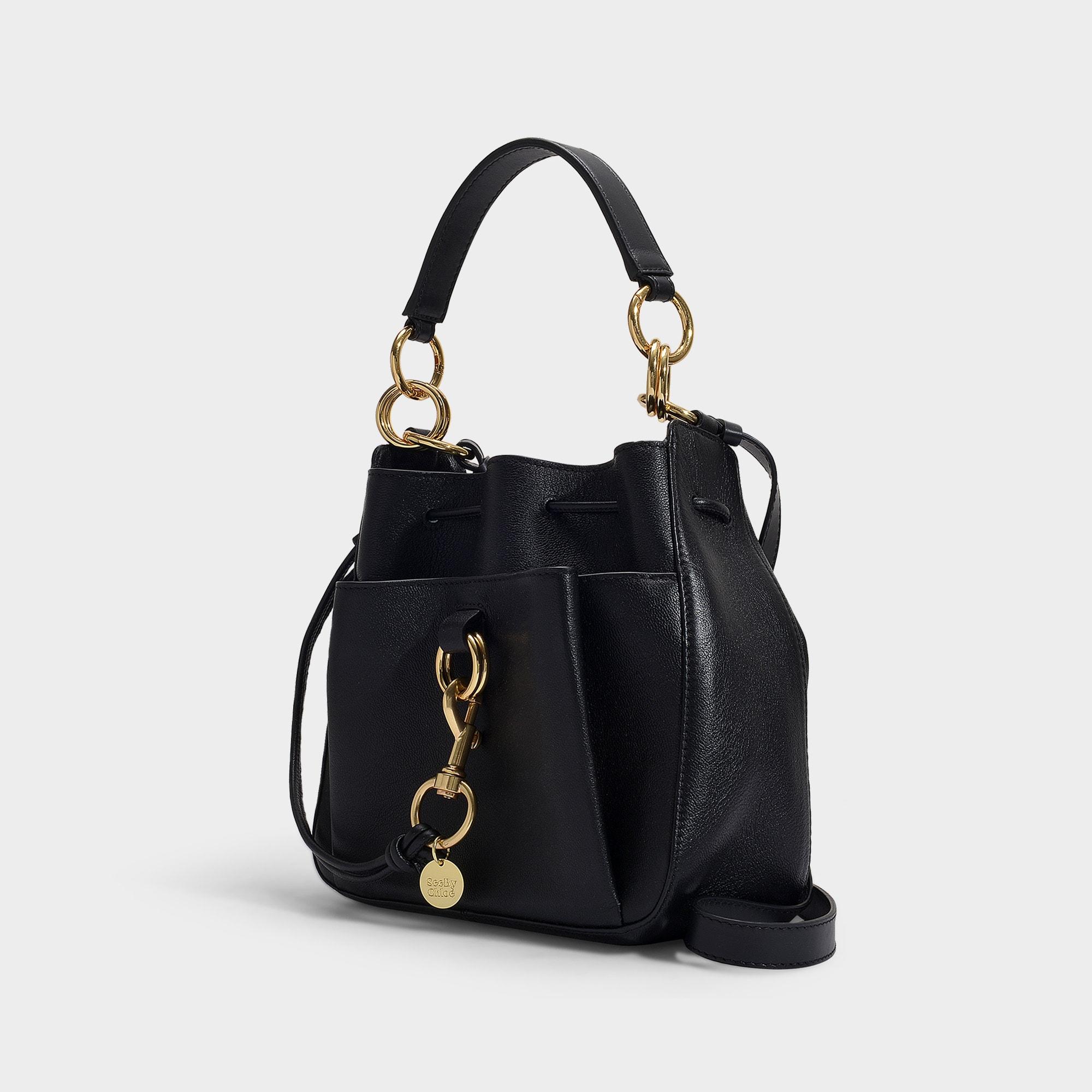 See By Chloé Leather Tony Medium Bucket Bag In Black Grained Calfskin ...