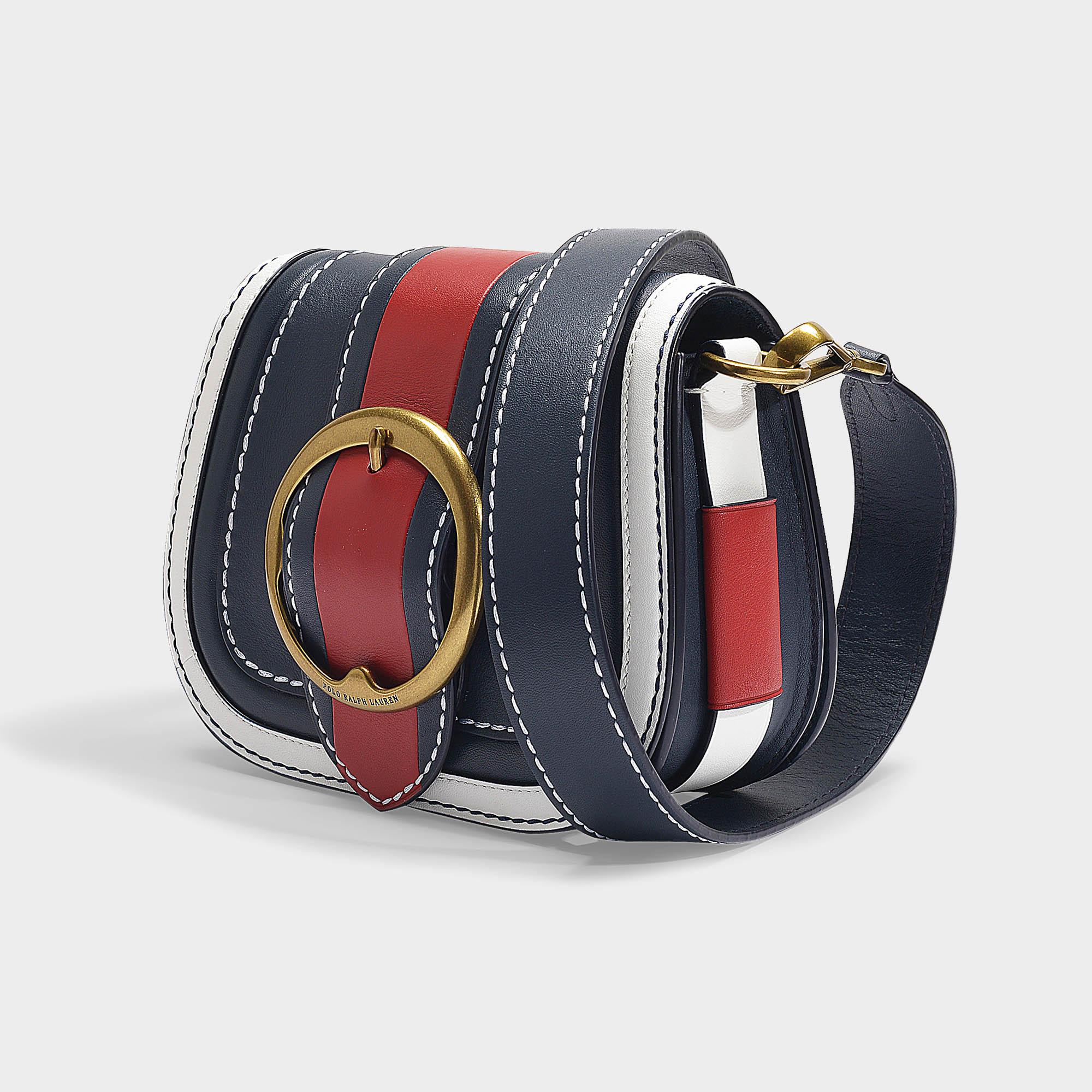 Polo Ralph Lauren Leather Lennox Medium Crossbody Bag In Navy, Red And White Calfskin in Blue Lyst