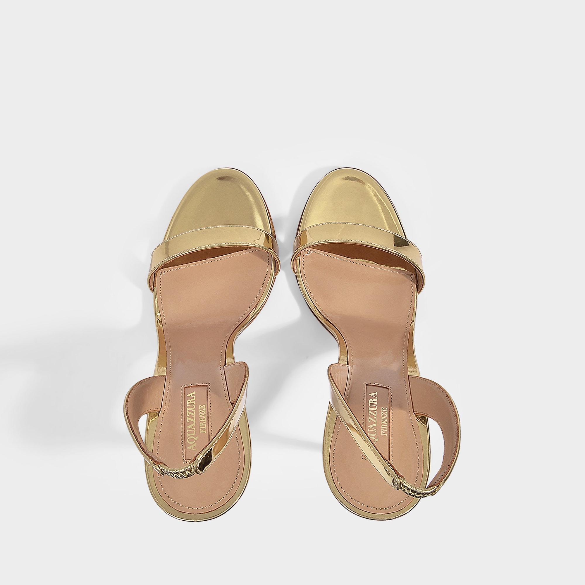 Aquazzura So Nude 105 Sandals In Soft Gold Leather in Metallic | Lyst