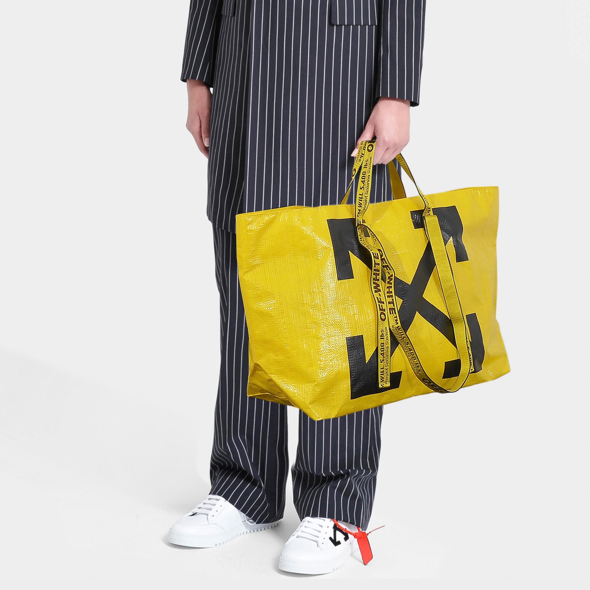 OFF-WHITE Arrows Tote Bag Yellow Black in Polyethylene with Silver