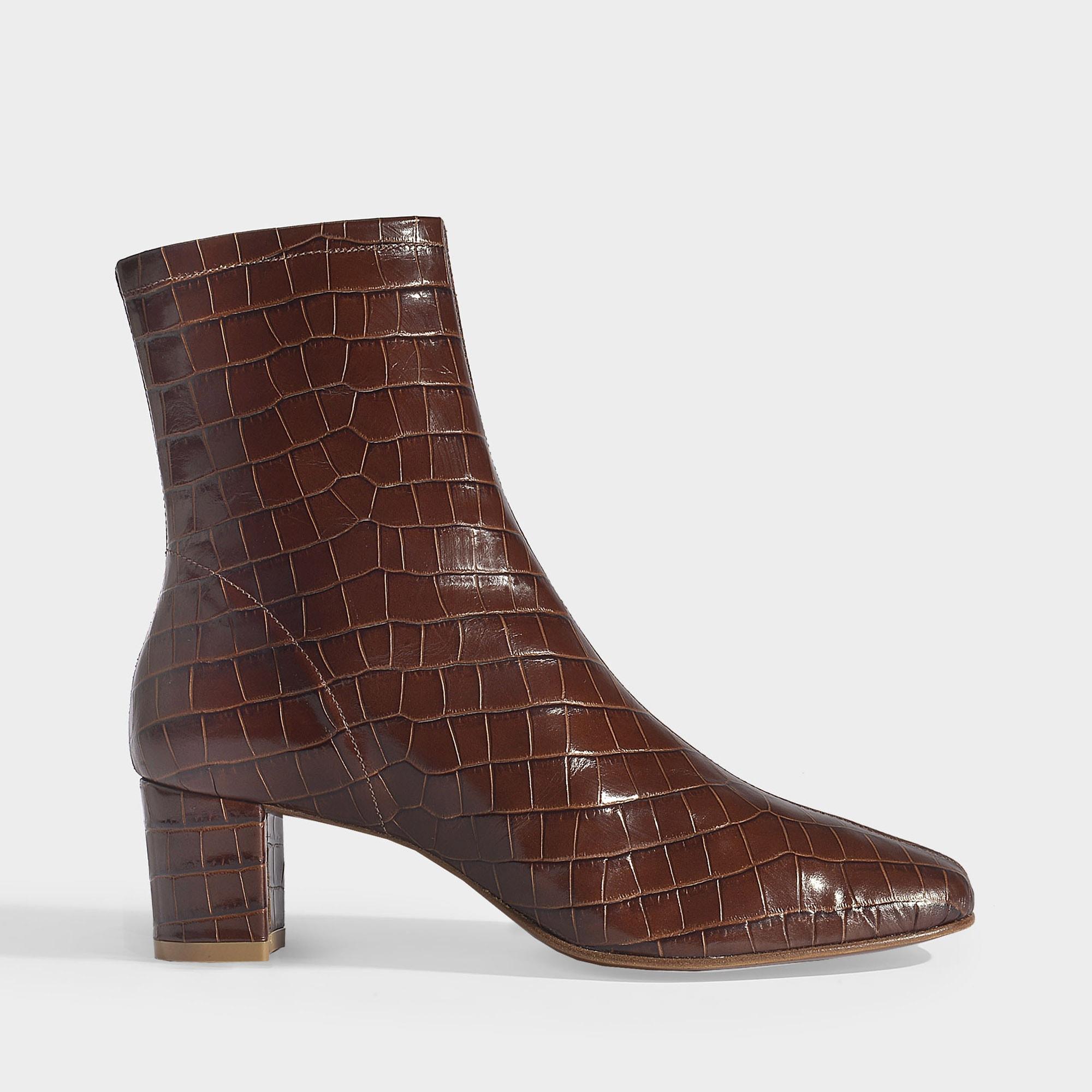 Brown croc cheap ankle boots