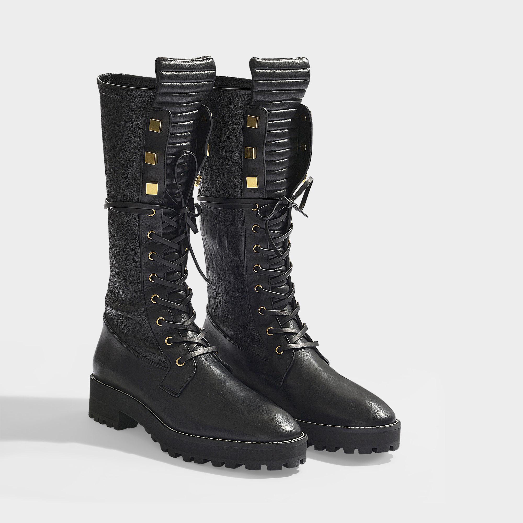 black long combat boots