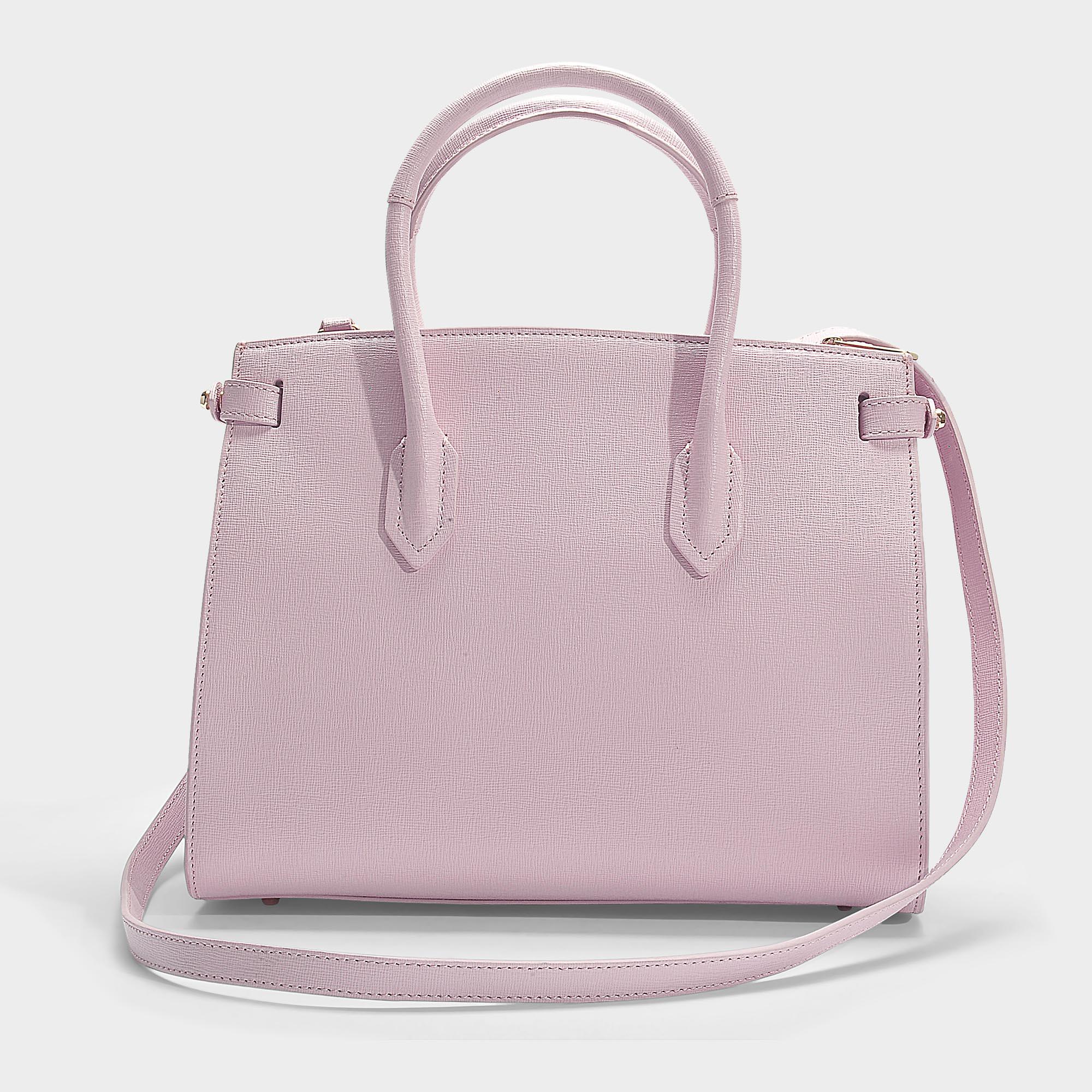 Furla Pin Small East/west Tote In Black Calfskin in Pink - Lyst