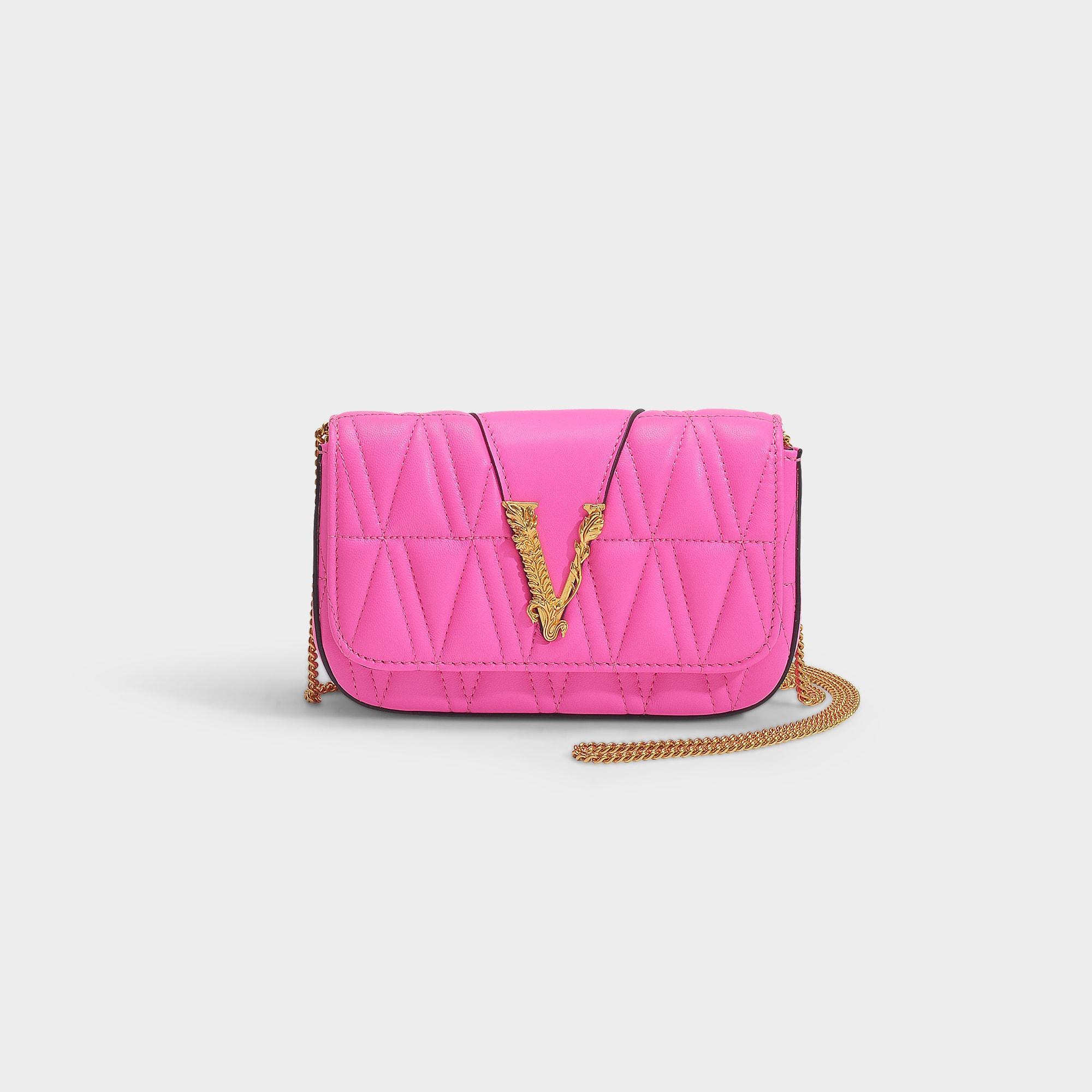 Versace V Baguette Bag In Fuchsia Quilted Leather in Pink - Lyst