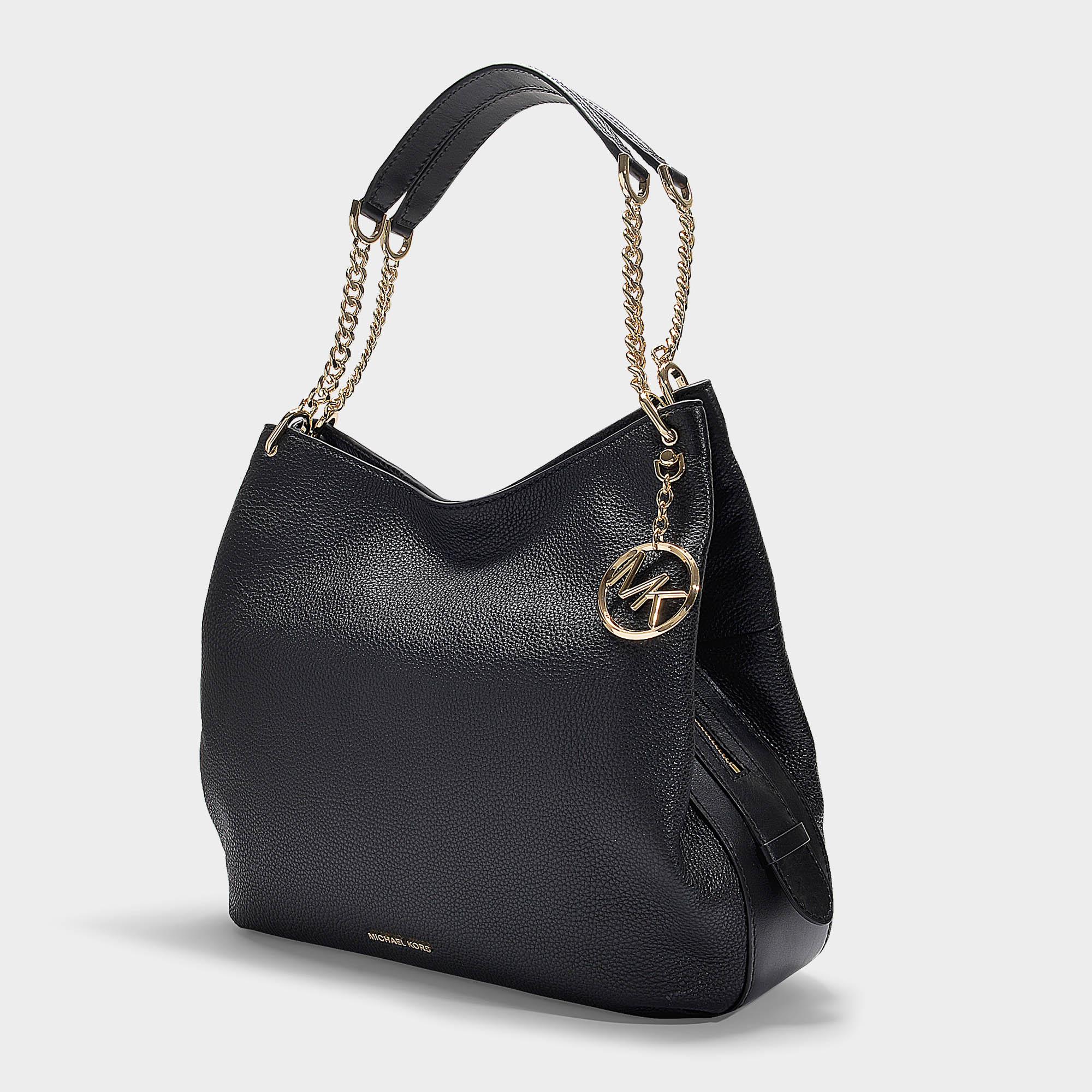 Michael Kors Synthetic Lillie Large Pebbled Leather Shoulder Bag in Black/Gold (Black) - Lyst