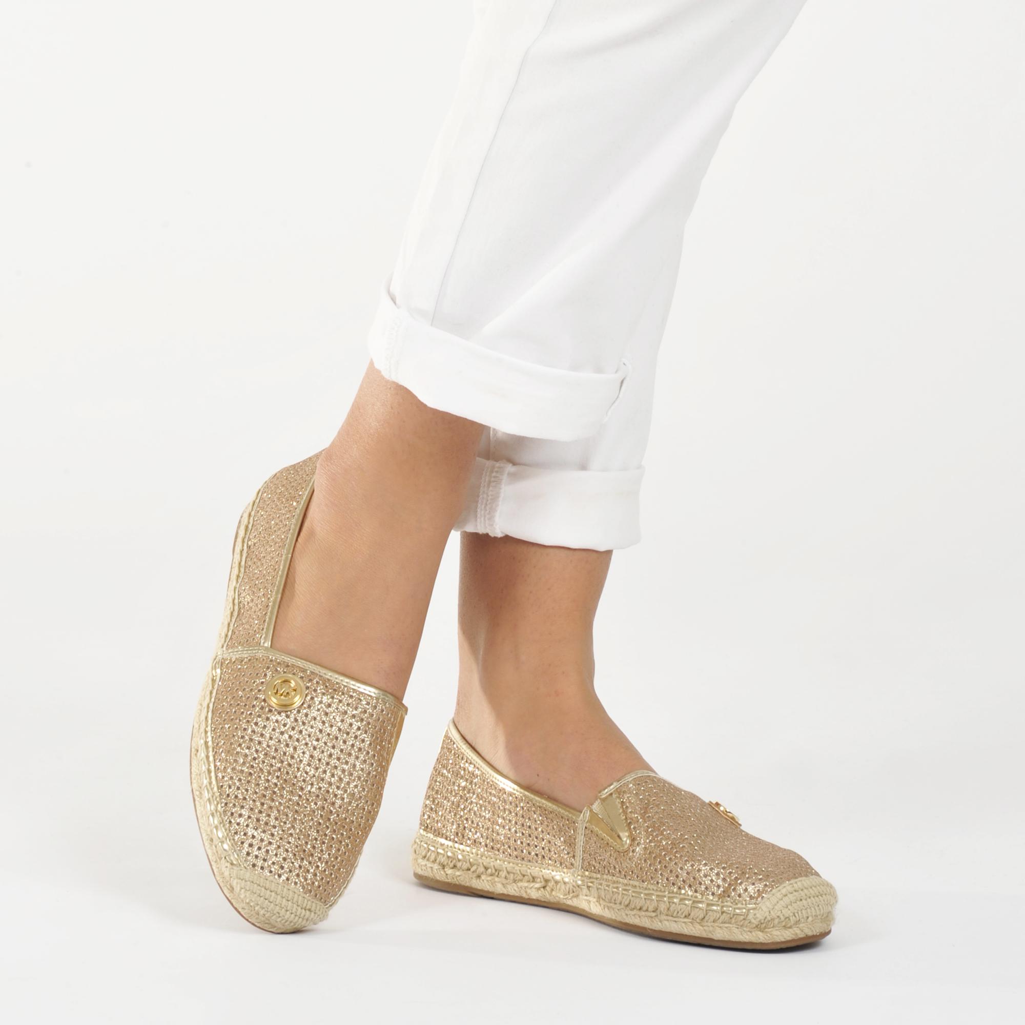 MICHAEL Michael Kors Kendrick Slip Ons In Gold Pixie Fine Perforated  Leather in Natural | Lyst Canada