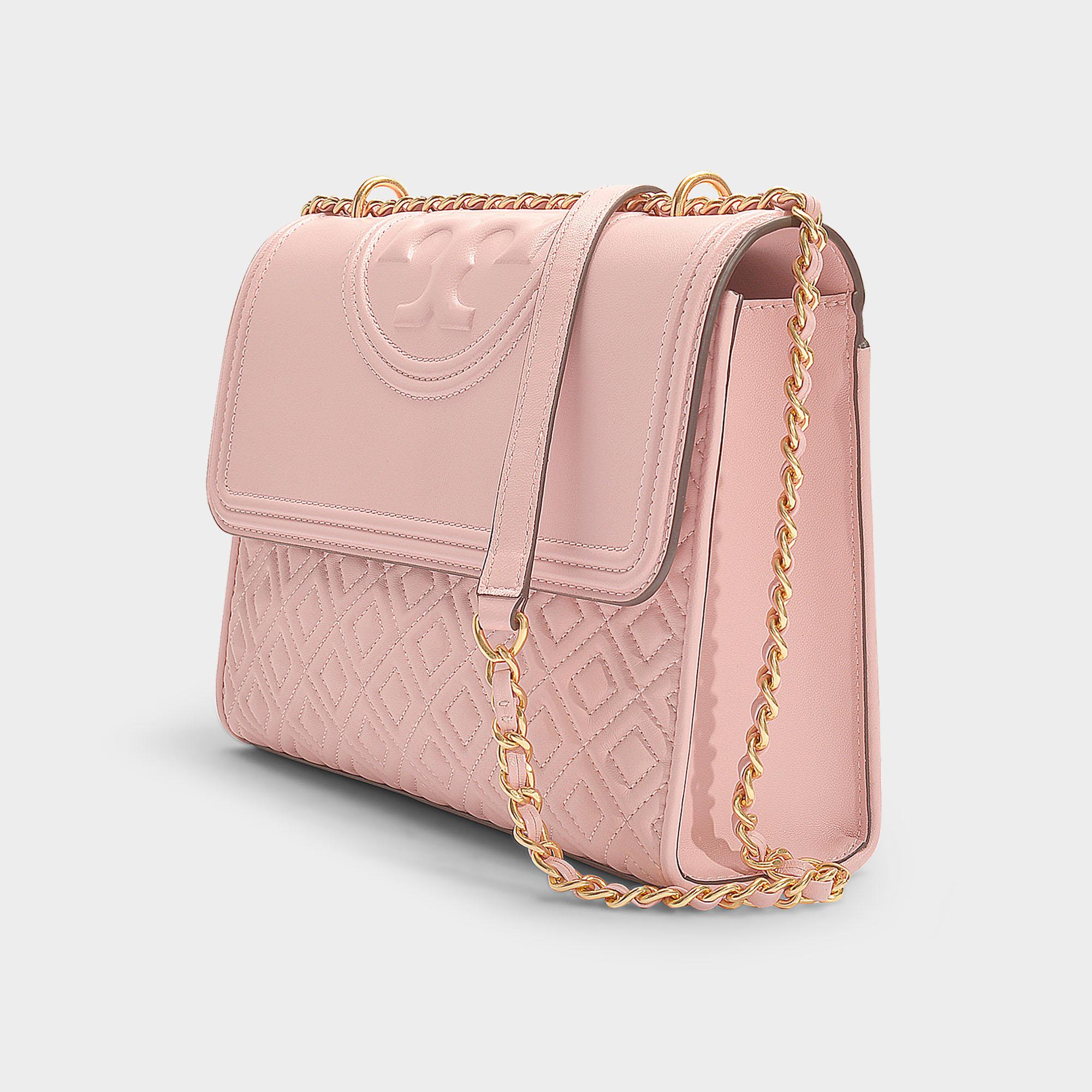 Tory Burch Leather Fleming Convertible Shoulder Bag In Shell Pink ...