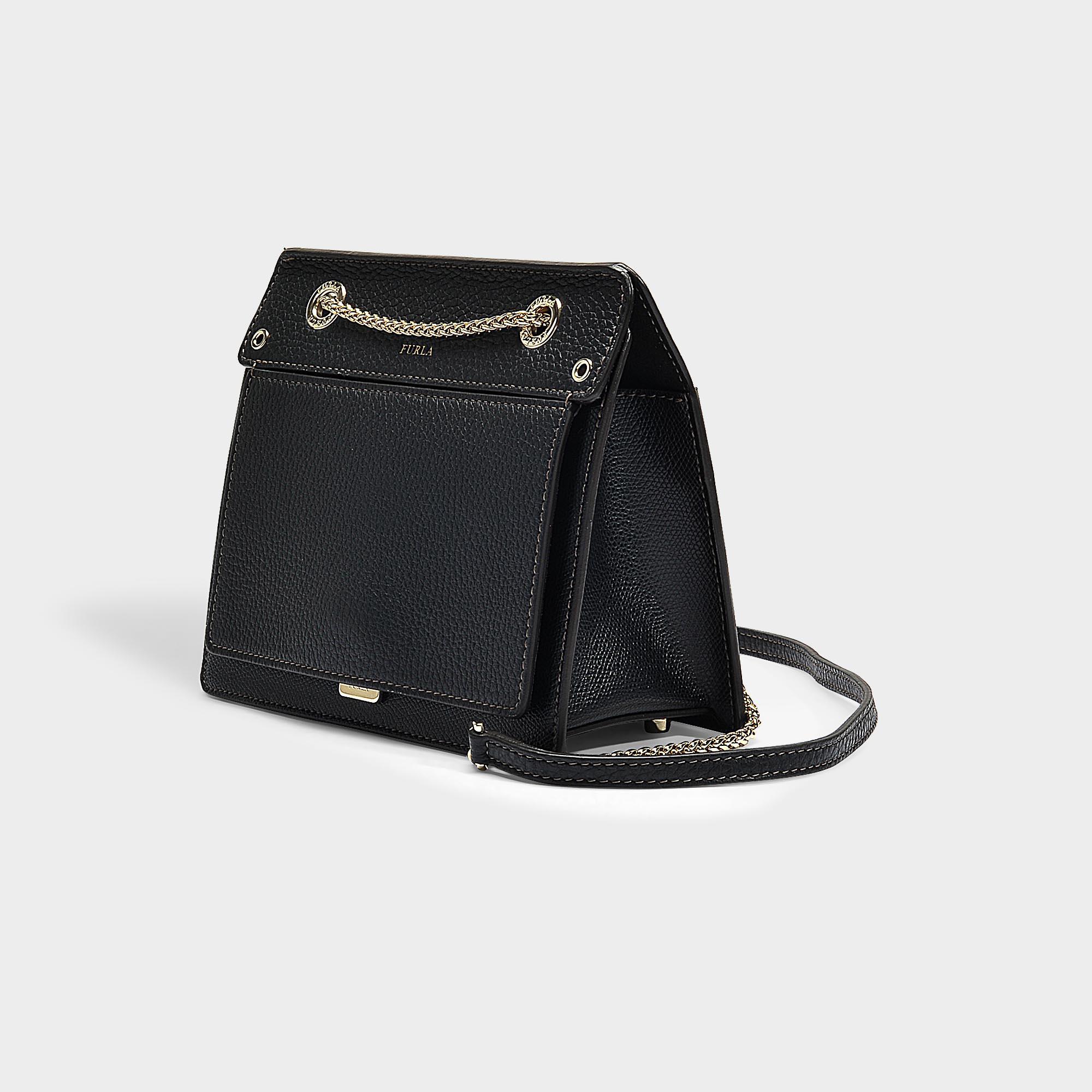 Furla Like Mini Crossbody Bag With Chain In Black Calfskin - Lyst