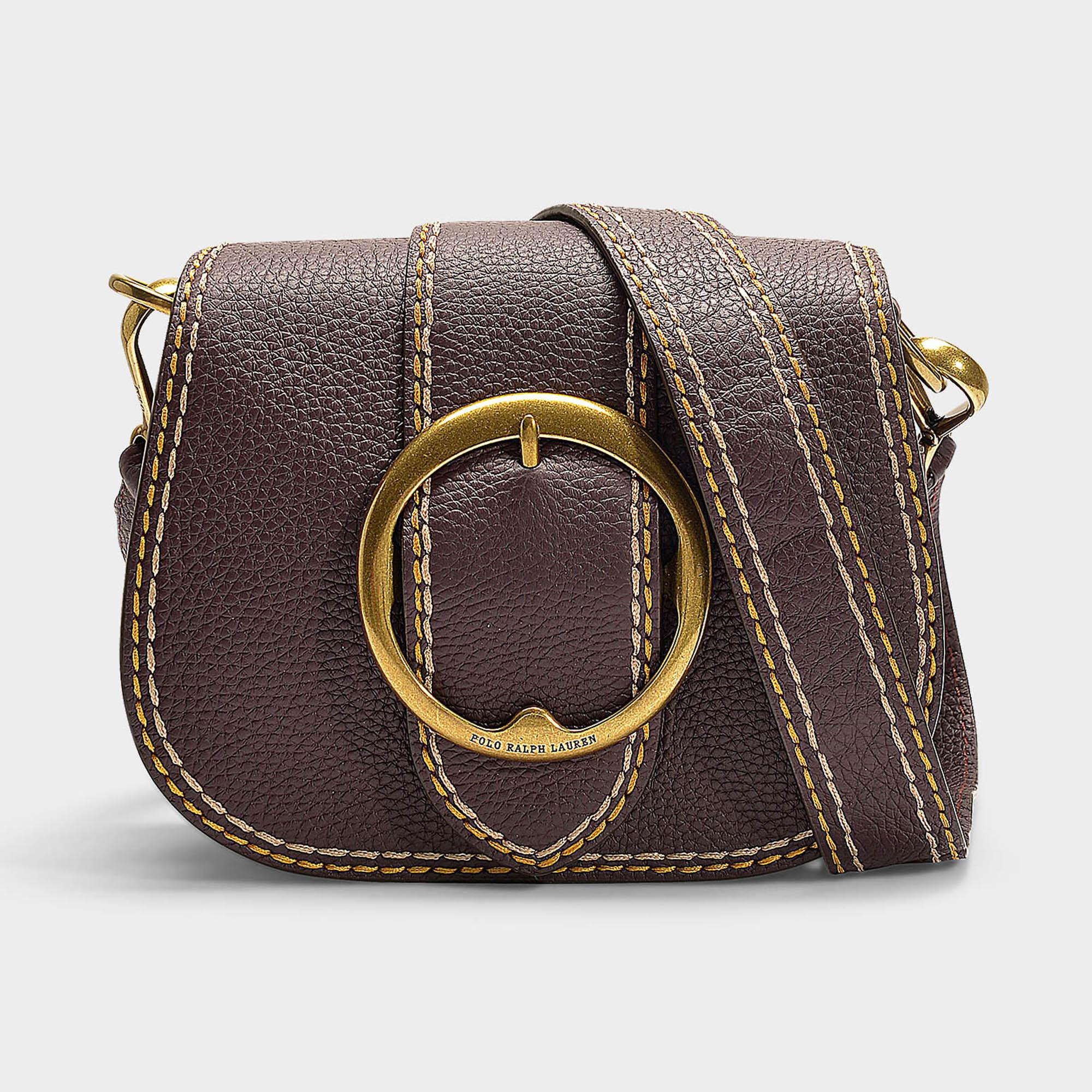 Polo Ralph Lauren Lennox Medium Saddle Crossbody Bag In Wine Calfskin