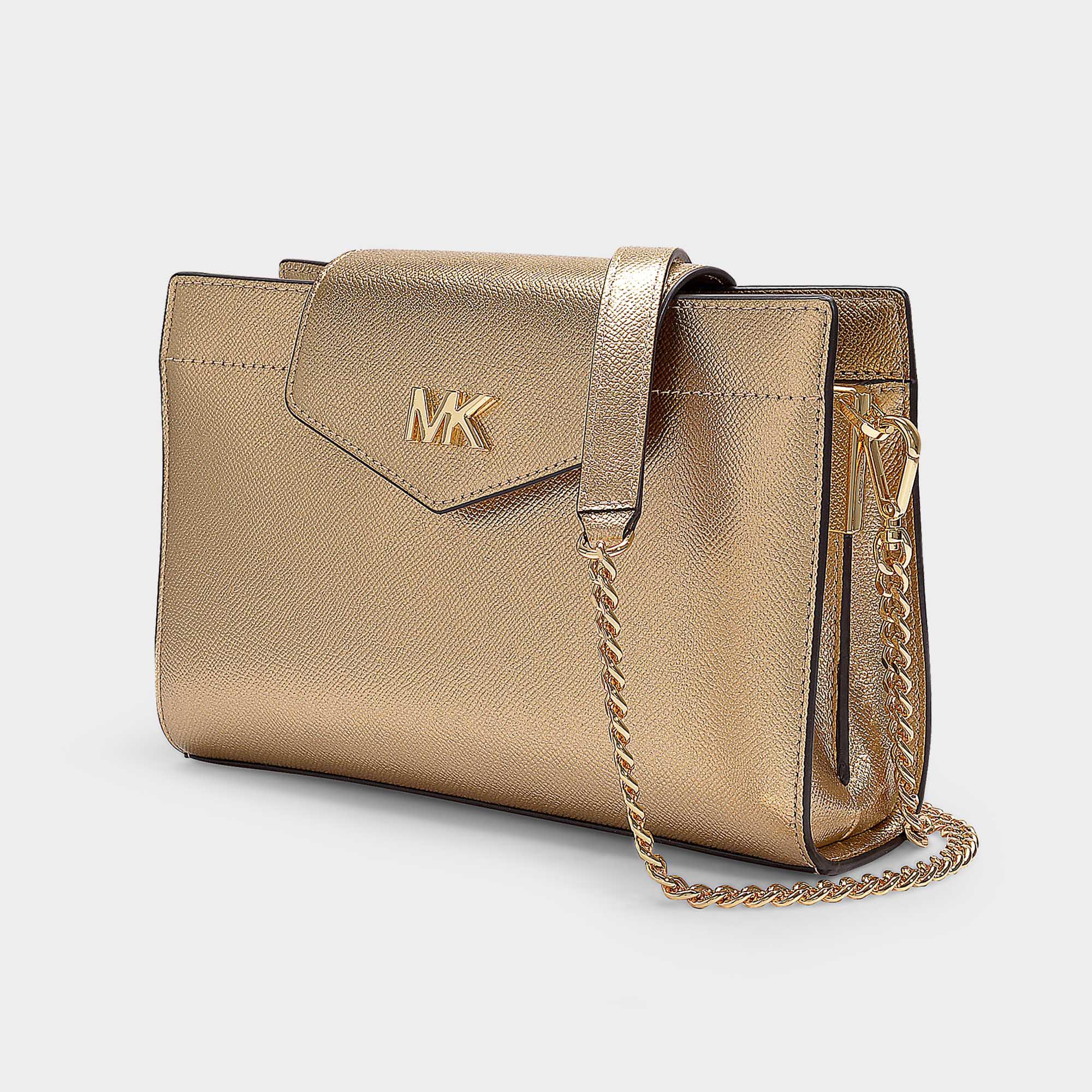 MICHAEL Michael Kors Large East-west Crossbody Bag In Pale Gold Metallic  Saffiano Leather