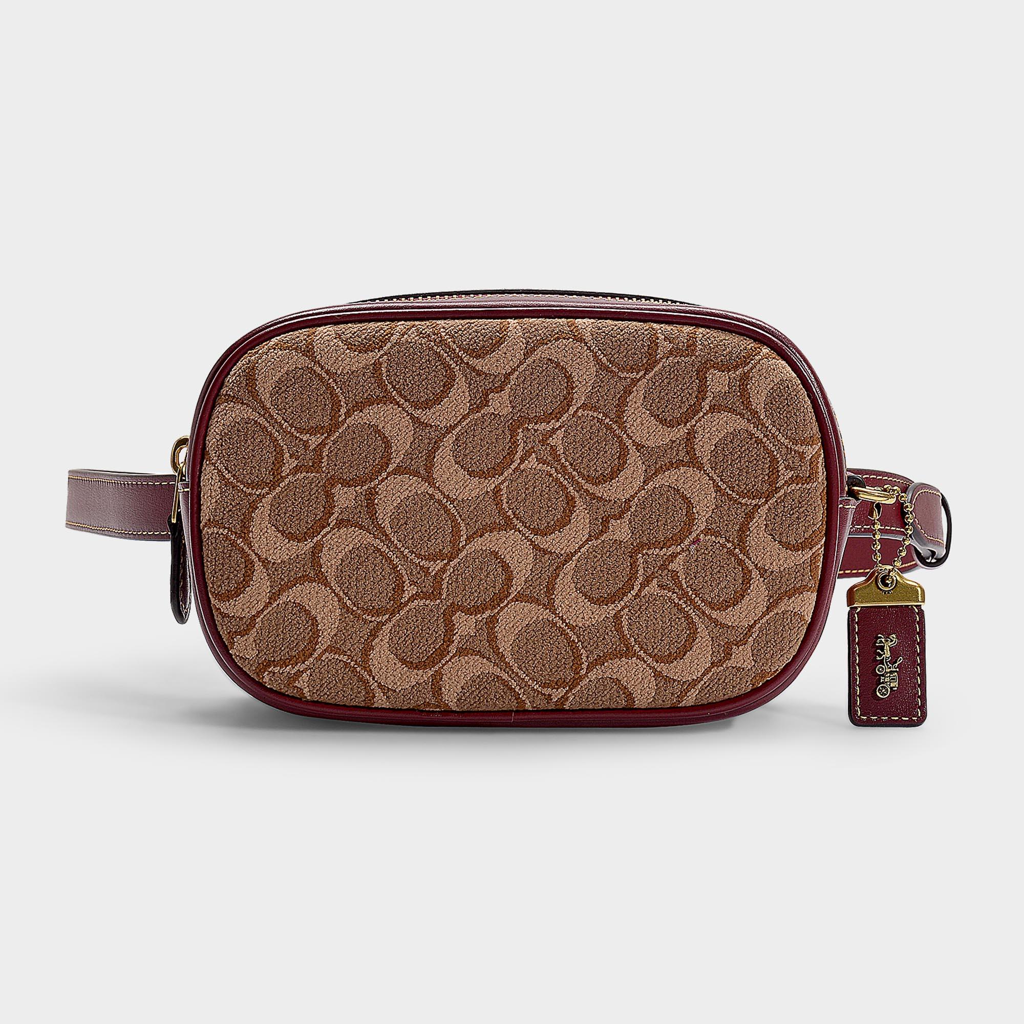 COACH Signature Jacquard Belt Bag In Tan Scarlet Leather And Coated Canvas in Natural - Save 50% ...