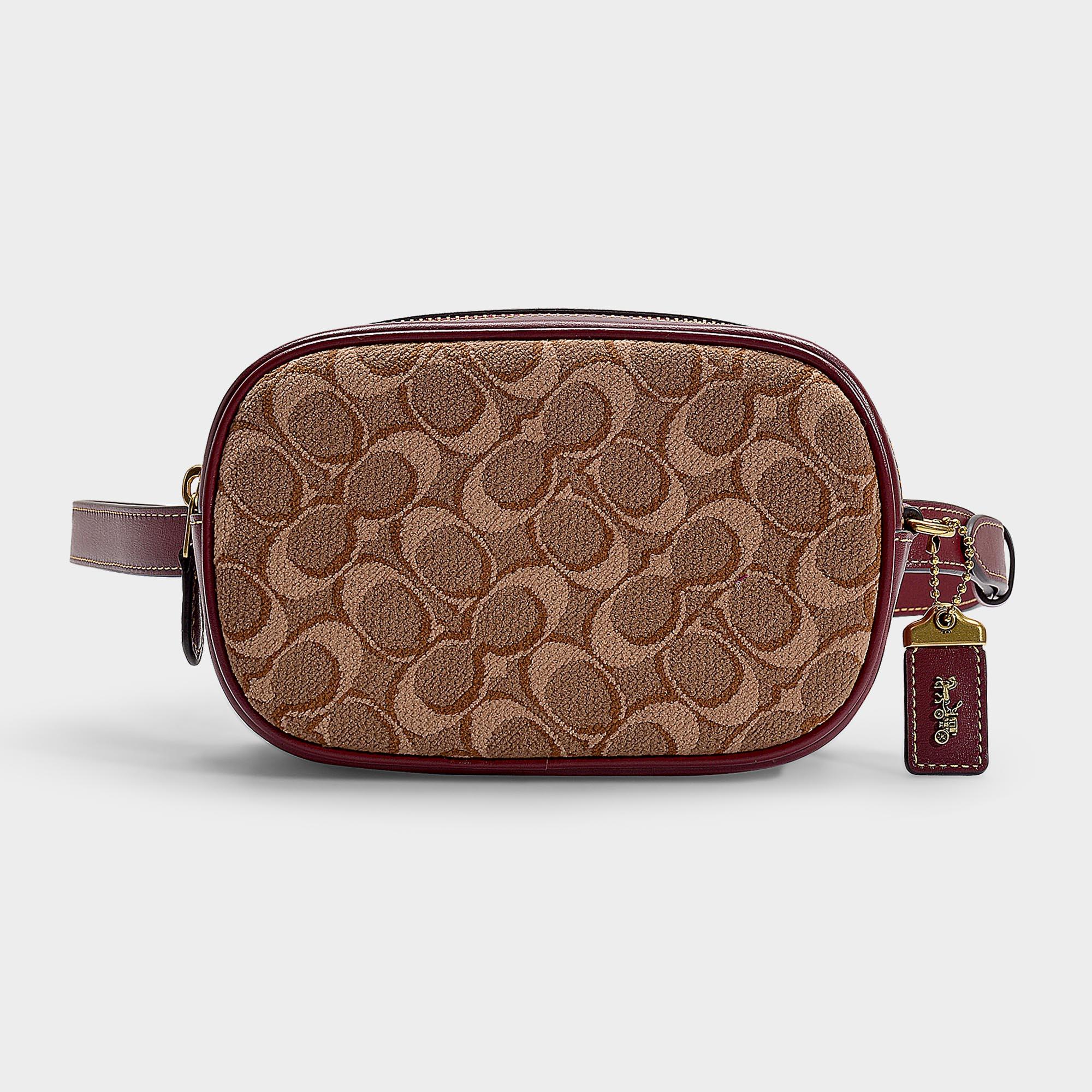 COACH Signature Jacquard & Leather Belt Bag in Natural Lyst