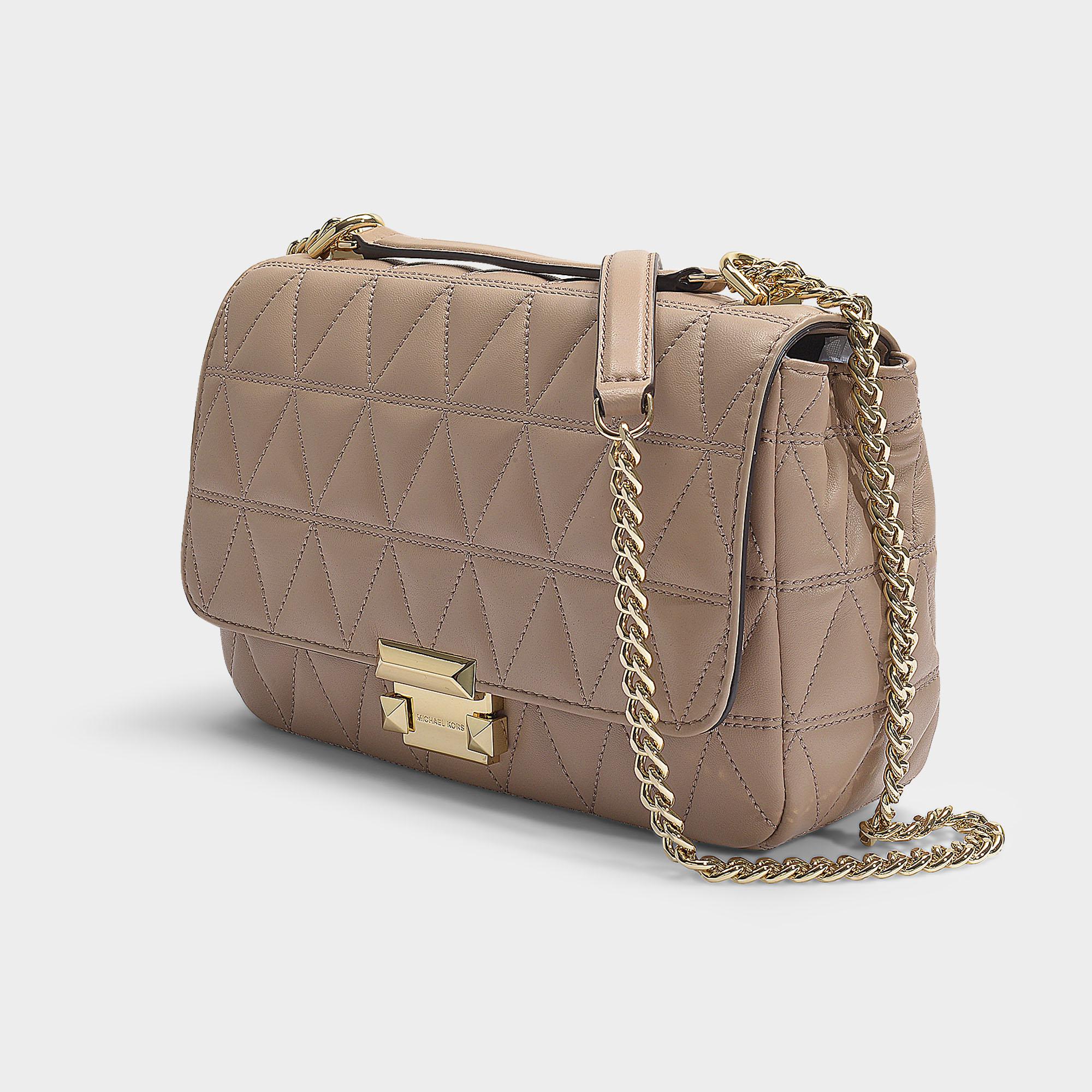 Michael Kors Sloan Large Chain Shoulder Bag In Truffle Quilted Natural Lyst