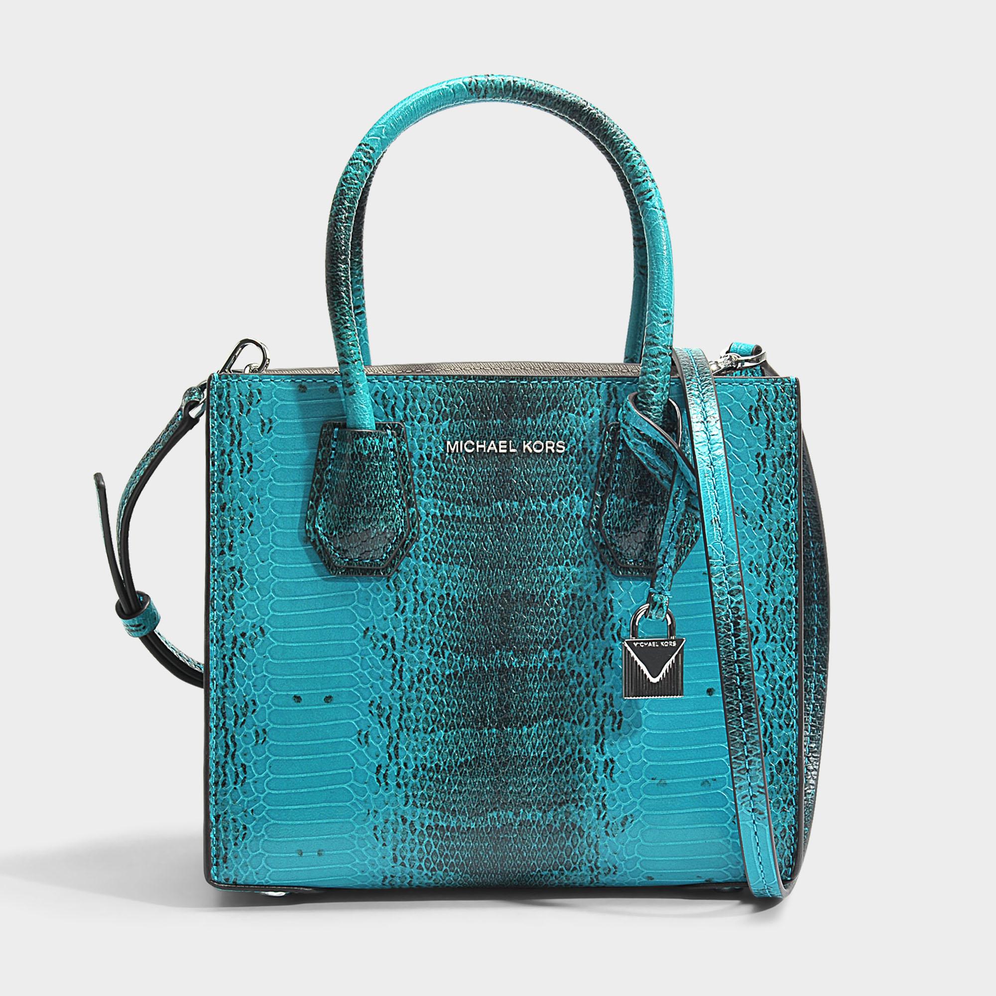 MICHAEL Michael Kors Mercer Medium Messenger Bag In Tile Blue Python  Embossed Calfskin