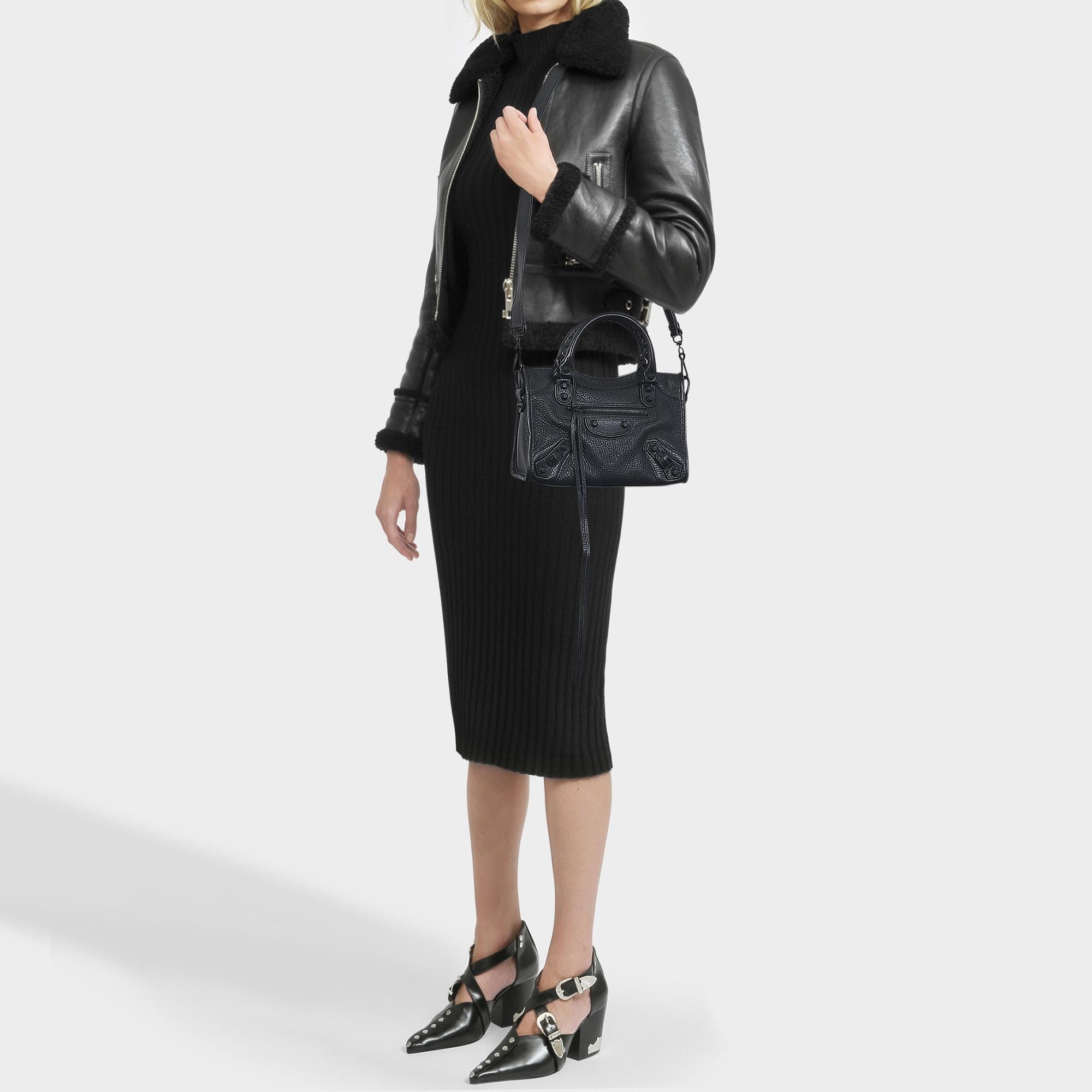 Balenciaga City Mini Metallic Bag In Black Goatskin | Lyst