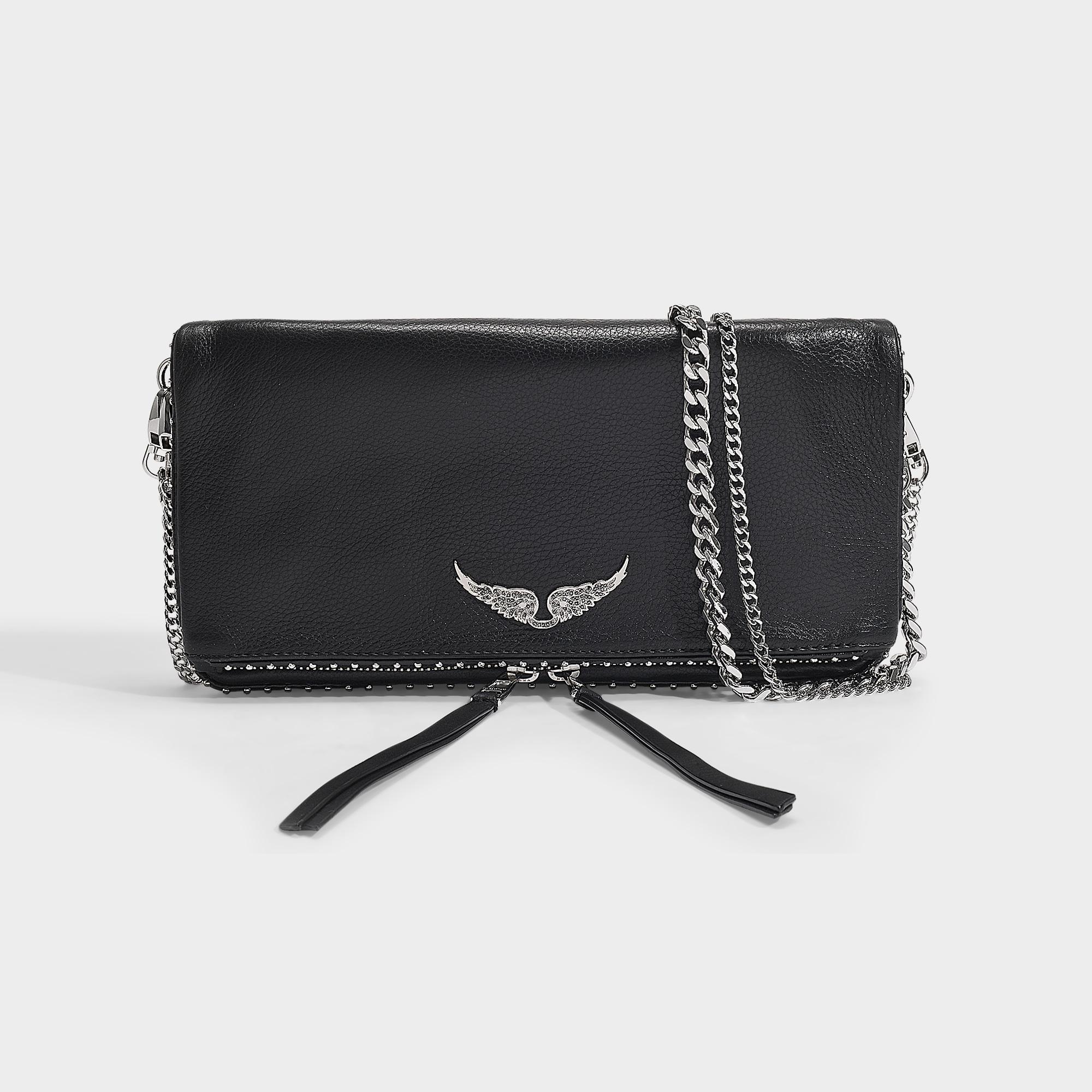 Zadig & Voltaire Synthetic Rock Grained Bag In Black Leather And Studs