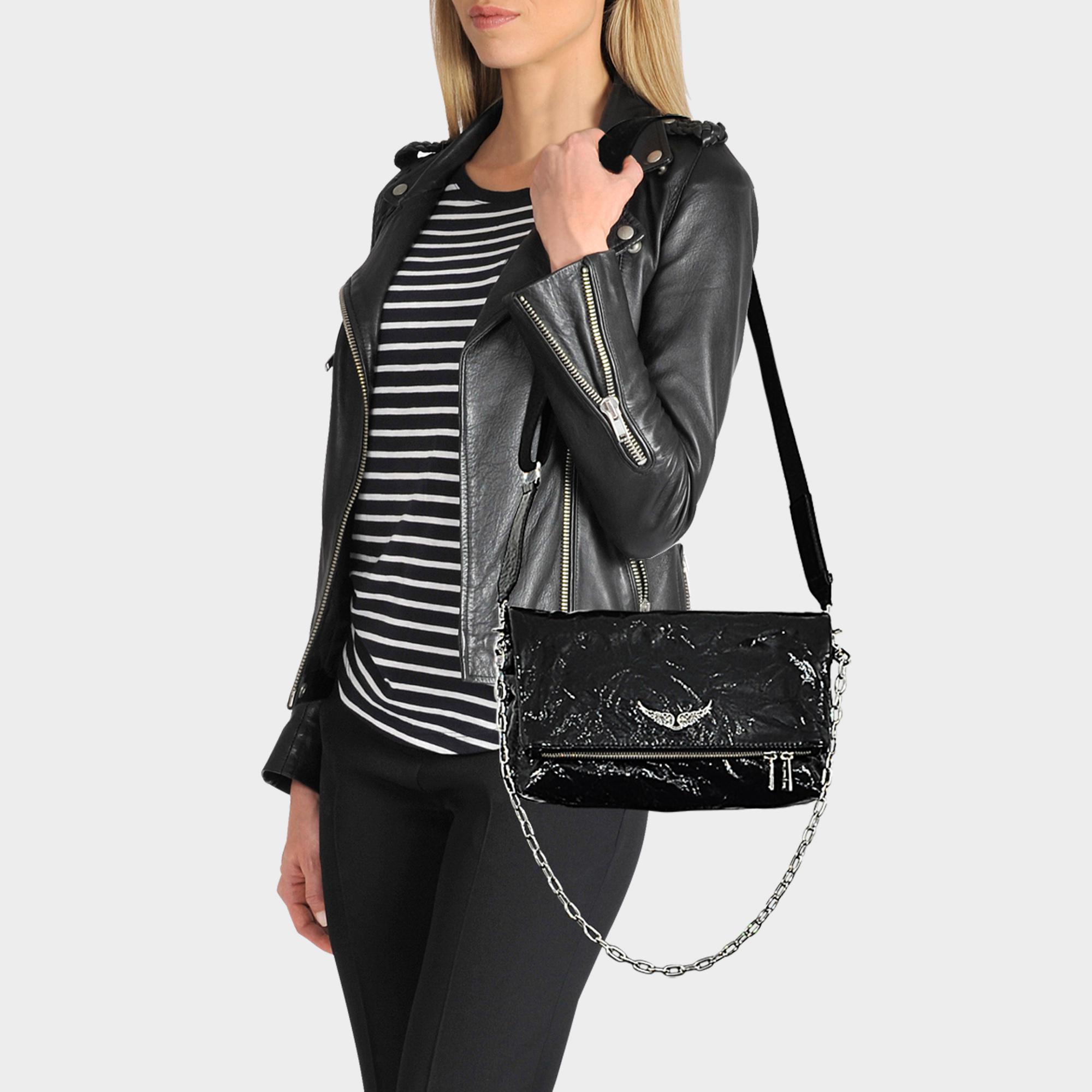 Zadig & Voltaire Rocky Creased Bag In Black Cow Leather | Lyst