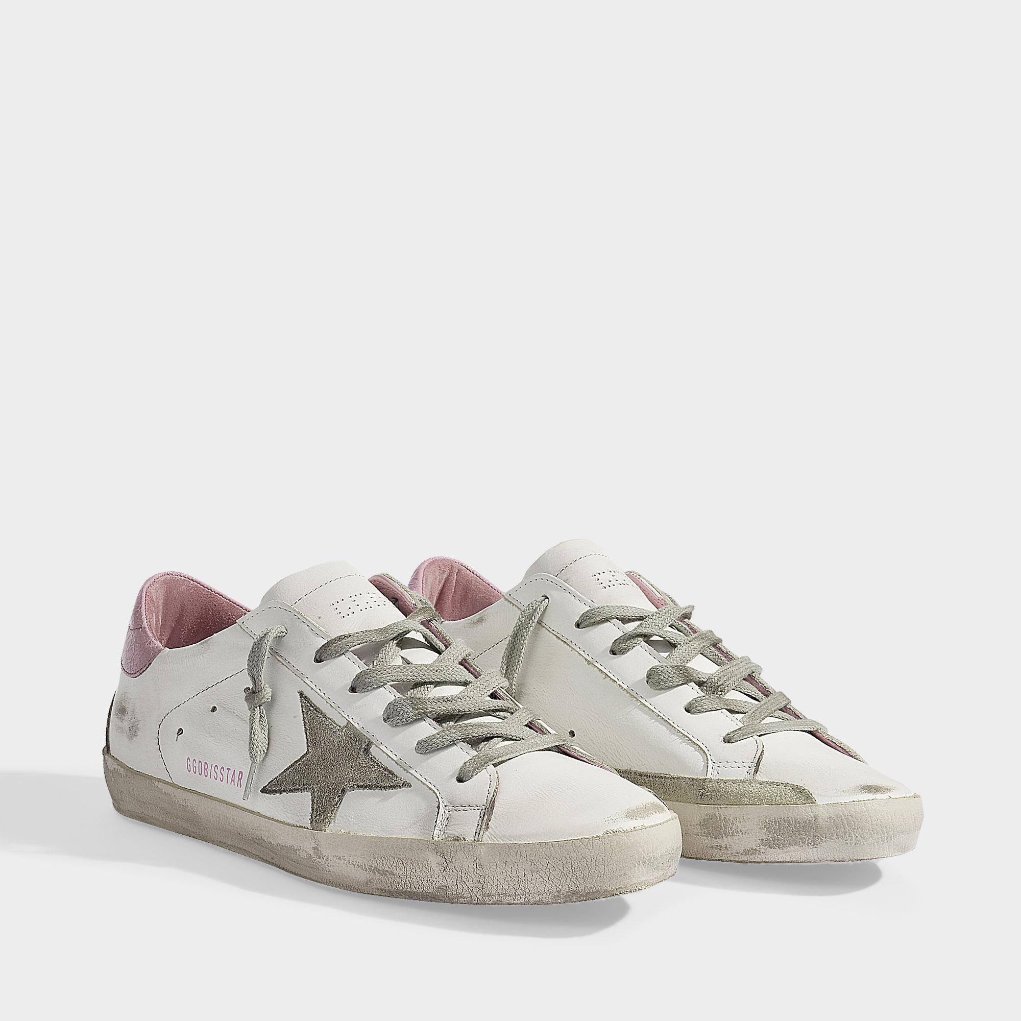 Golden Goose Superstar Sneakers In White And Baby Pink Leather | Lyst