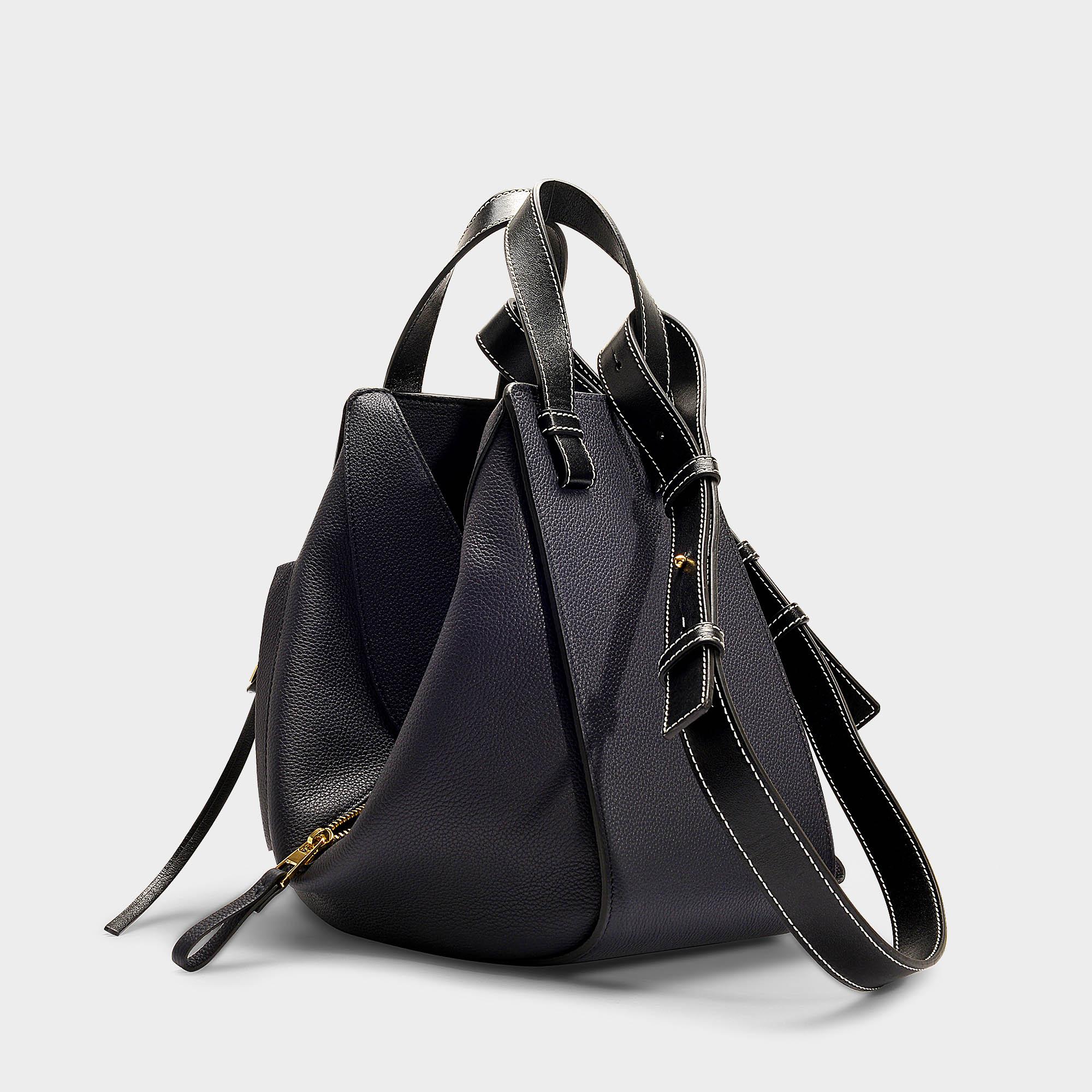 Loewe Hammock Small Bag In Midnight Blue And Black Calfskin