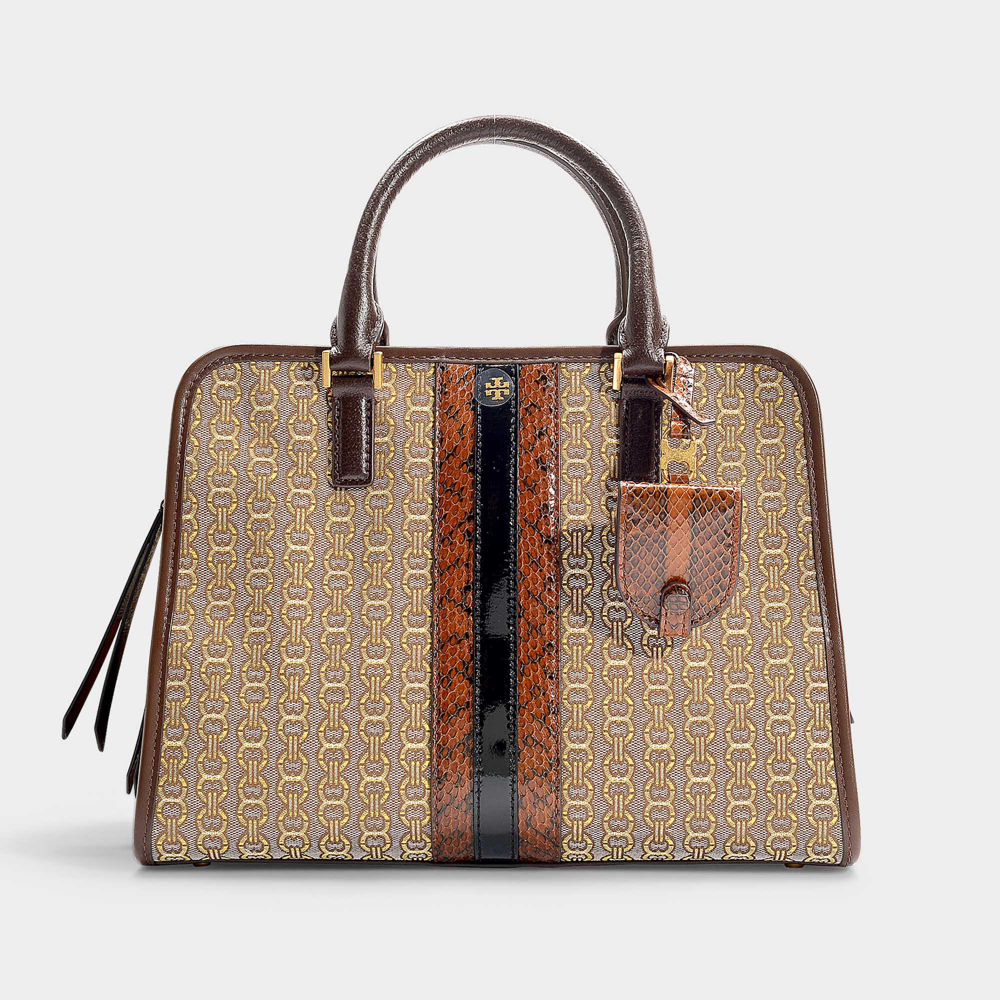tory burch gemini link jacquard tote