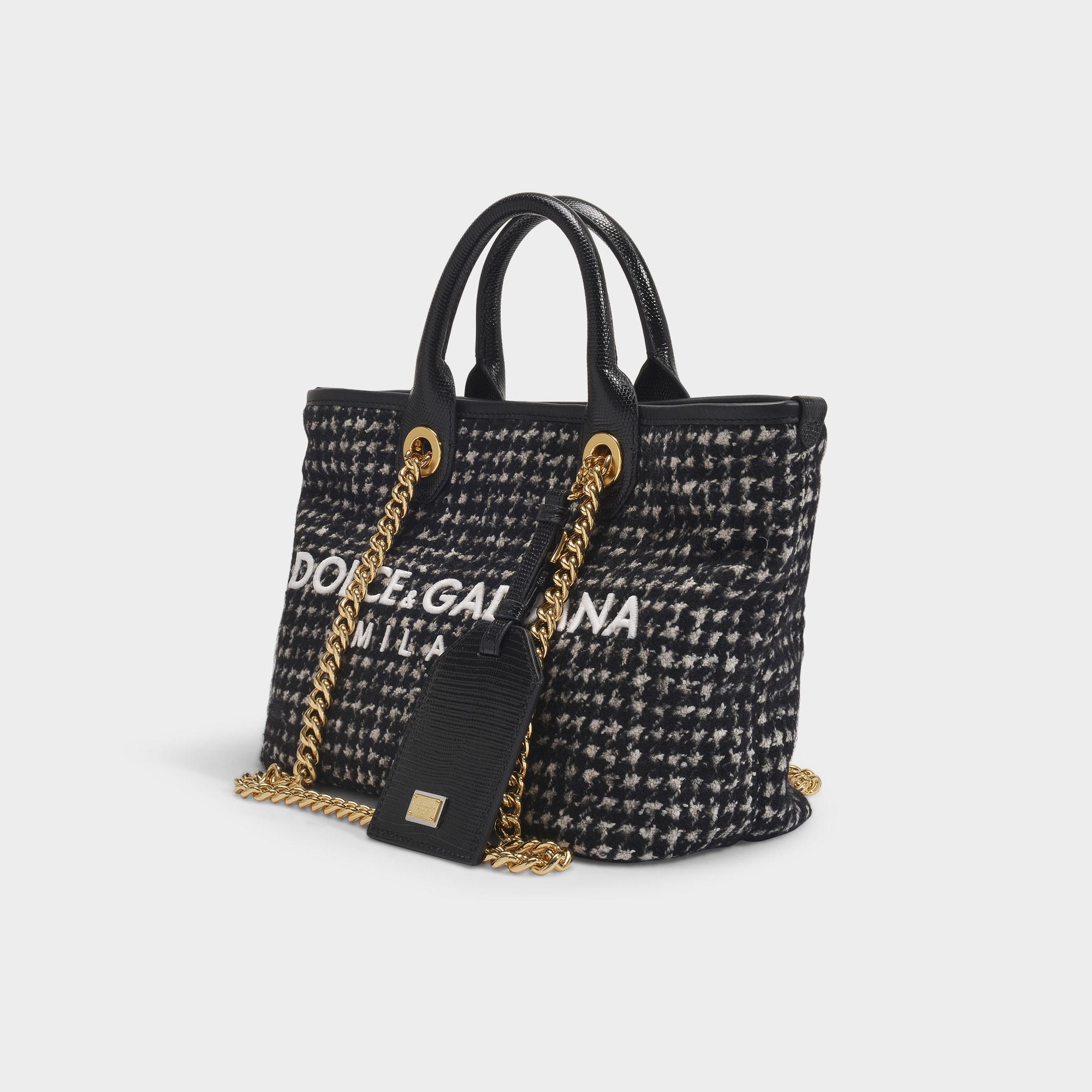 Dolce & Gabbana Capri Tote In Black Tweed | Lyst