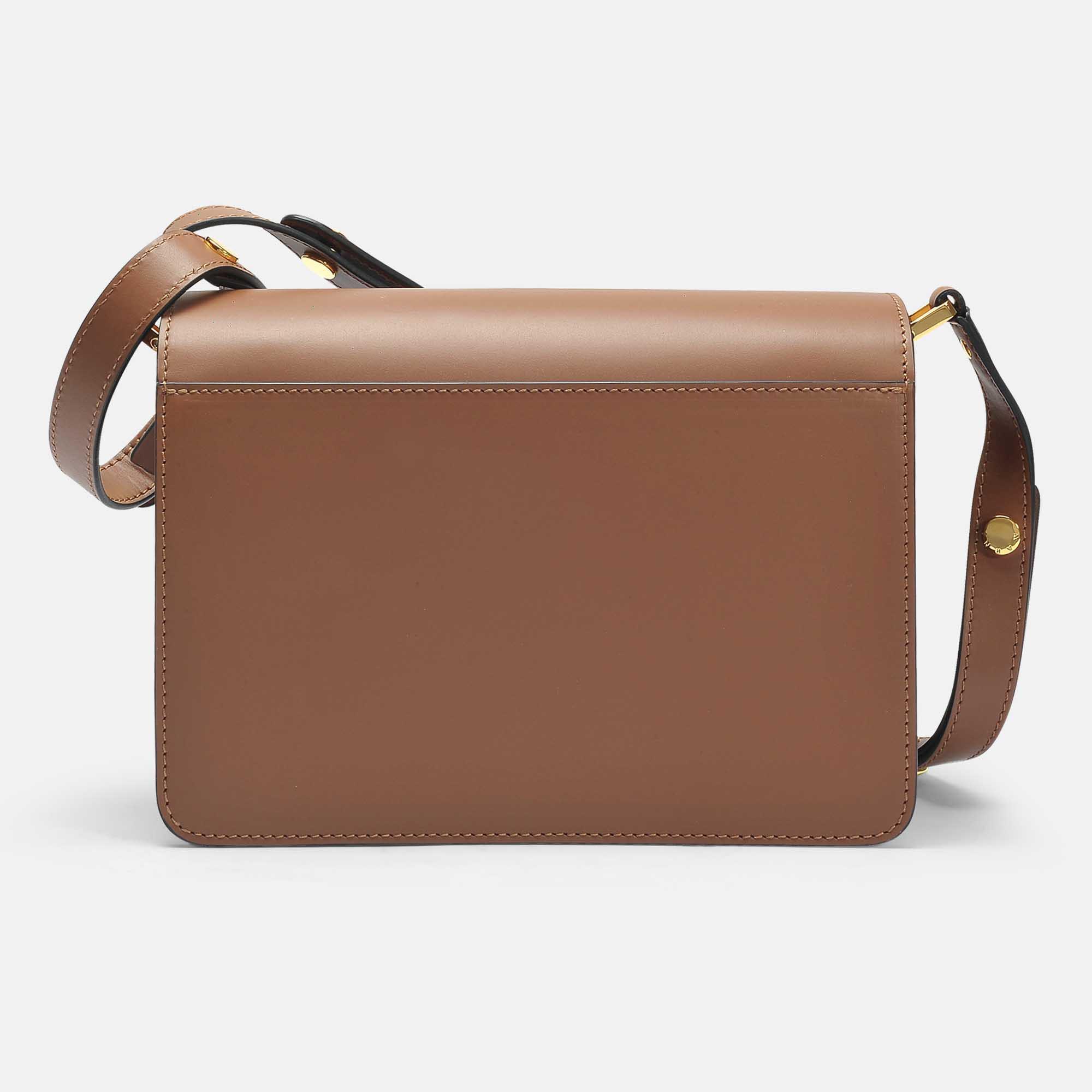 Marni Leather Medium Trunk Bag In Gold Brown Matte Calfskin | Lyst