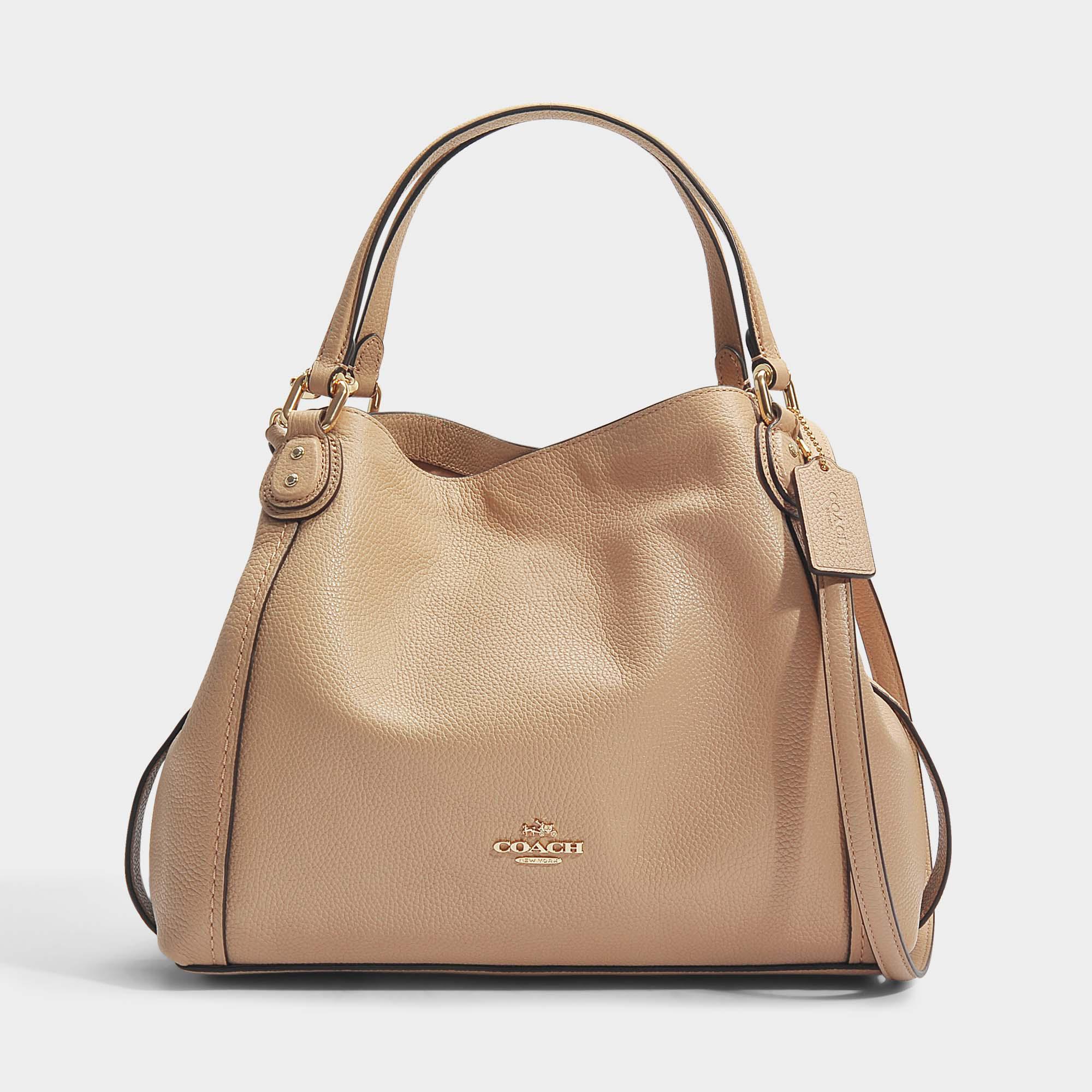 Sac Porté Epaule Edie 28 en Cuir de Veau Beechwood Sac Porté Epaule Edie 28 en Cuir de Veau Beechwood
