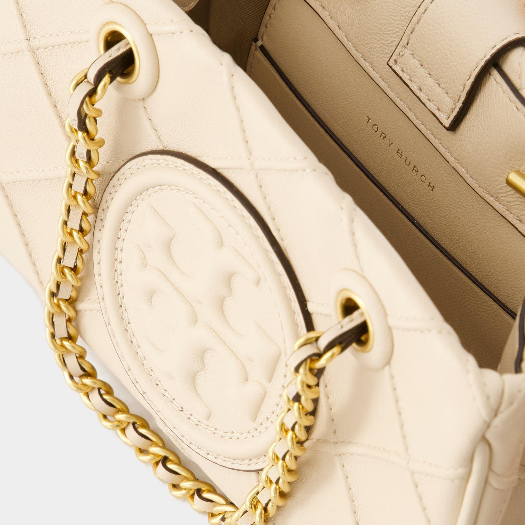 Tory Burch Small Fleming Soft Bucket Bag In New Cream