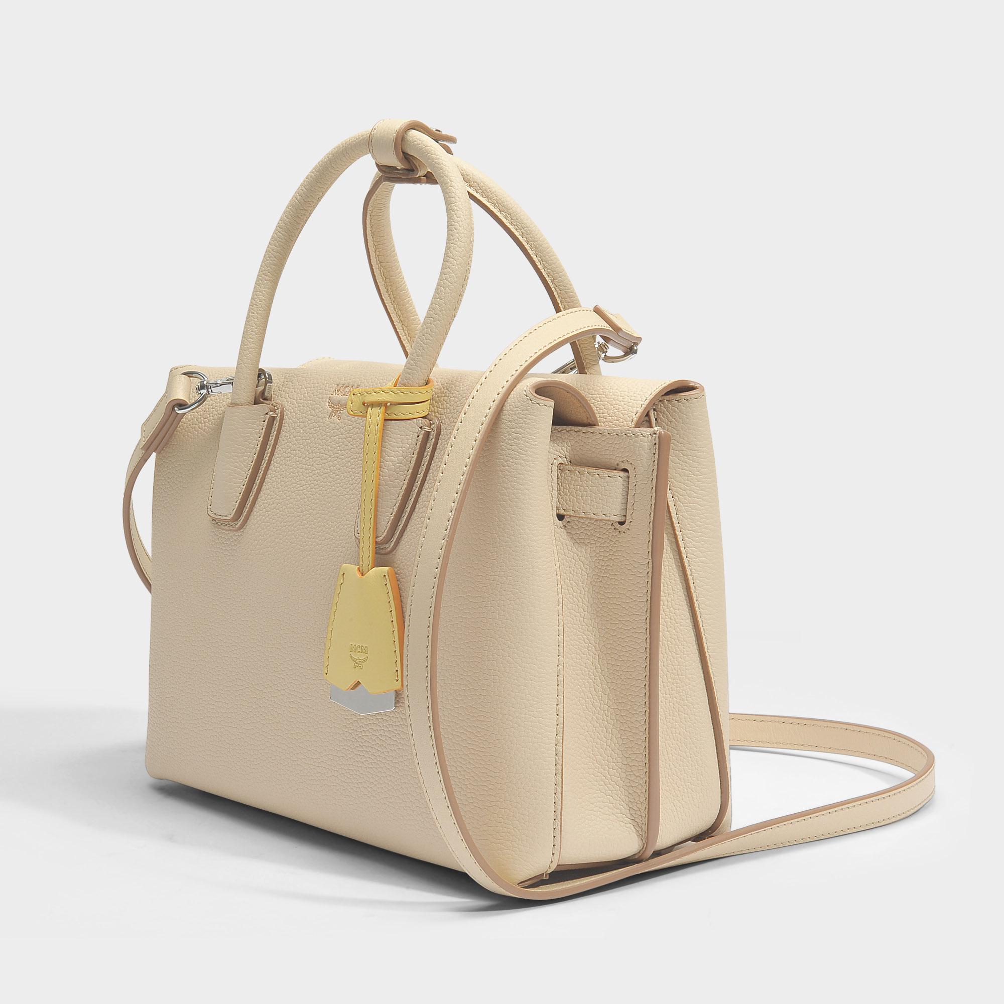 Lyst Mcm Milla Small Tote Bag In Latte Beige Park Avenue Leather Gallery