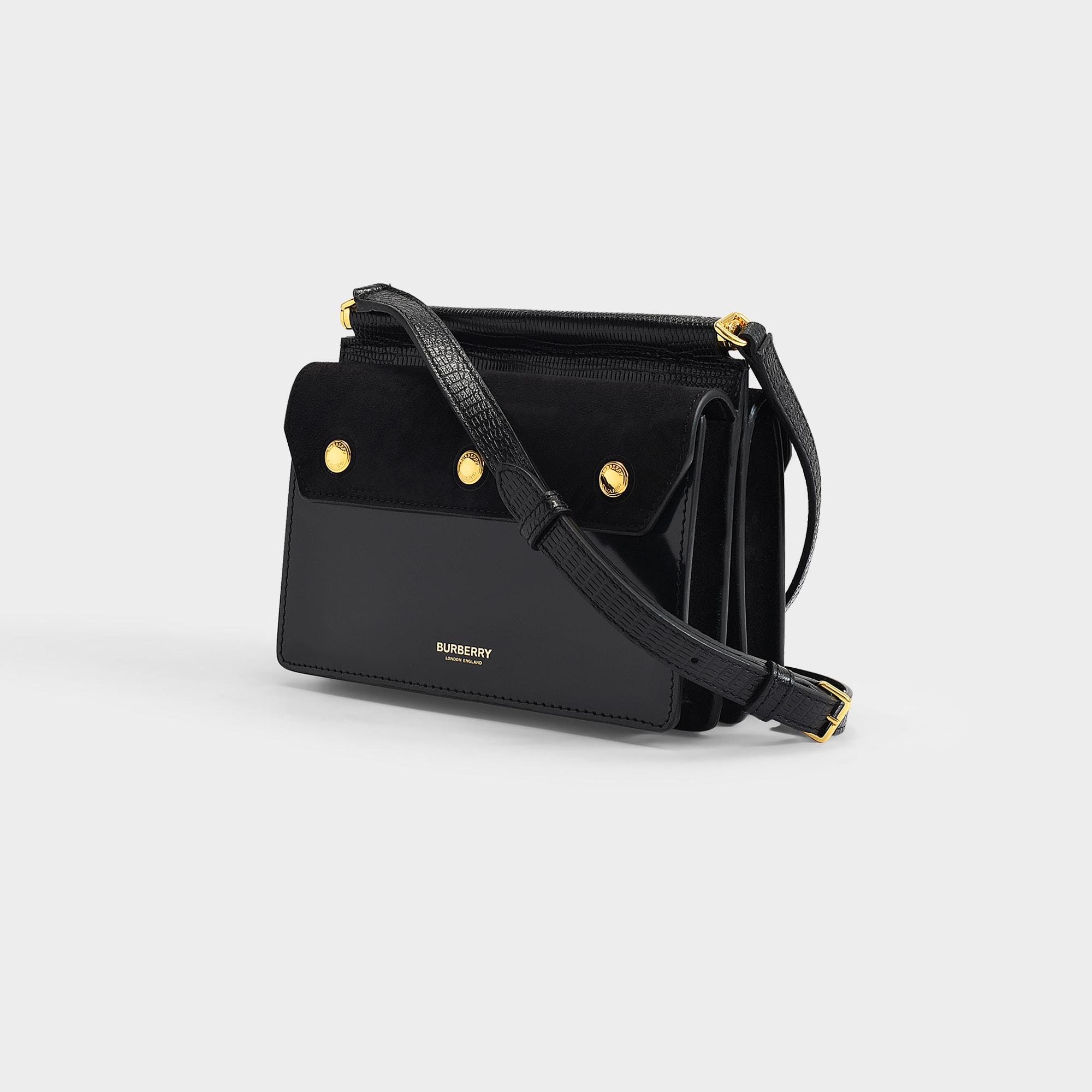 Burberry Baby Title Pocket Bag In Black Leather | Lyst