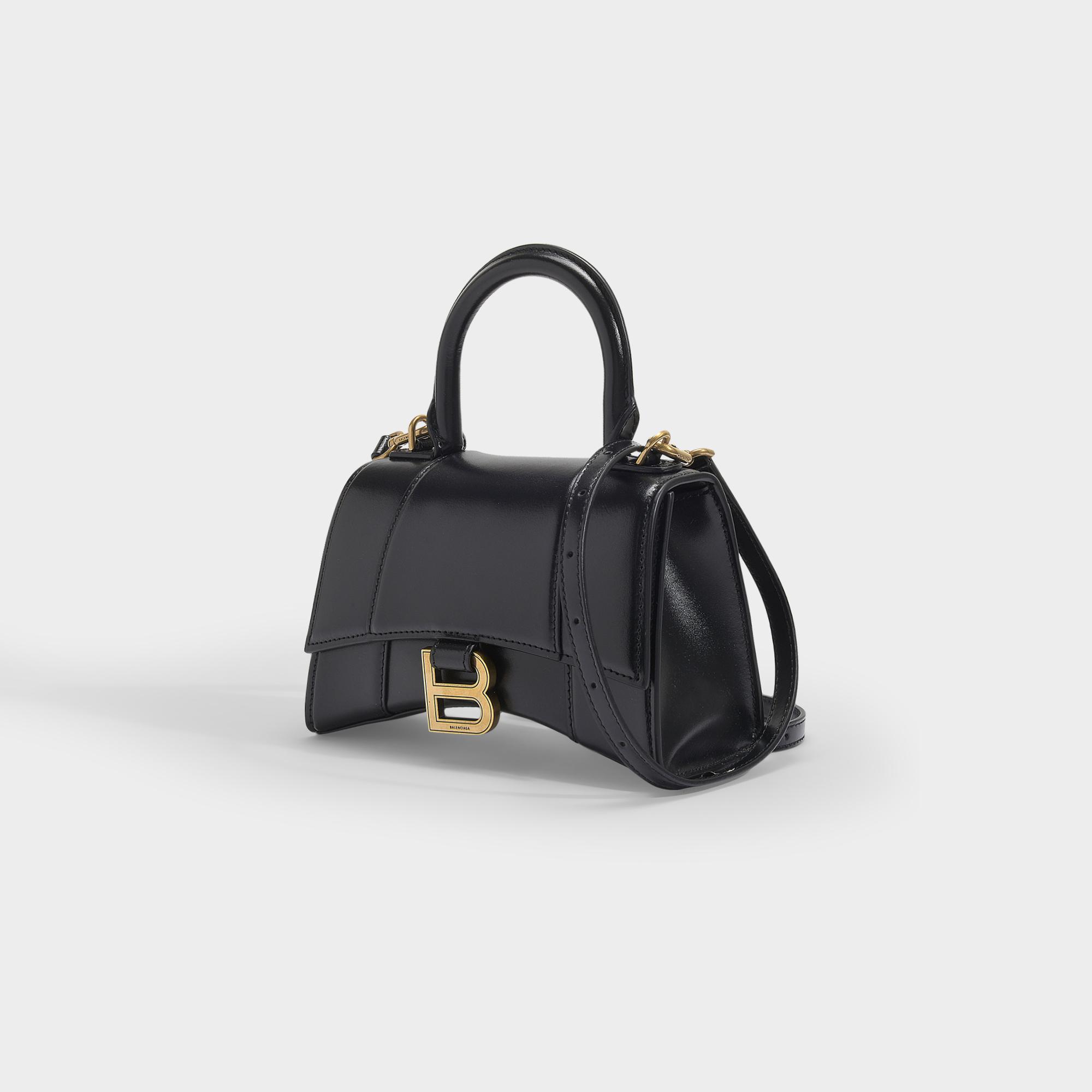 Balenciaga Hourglass Xs Top Handle Bag in Black  Lyst