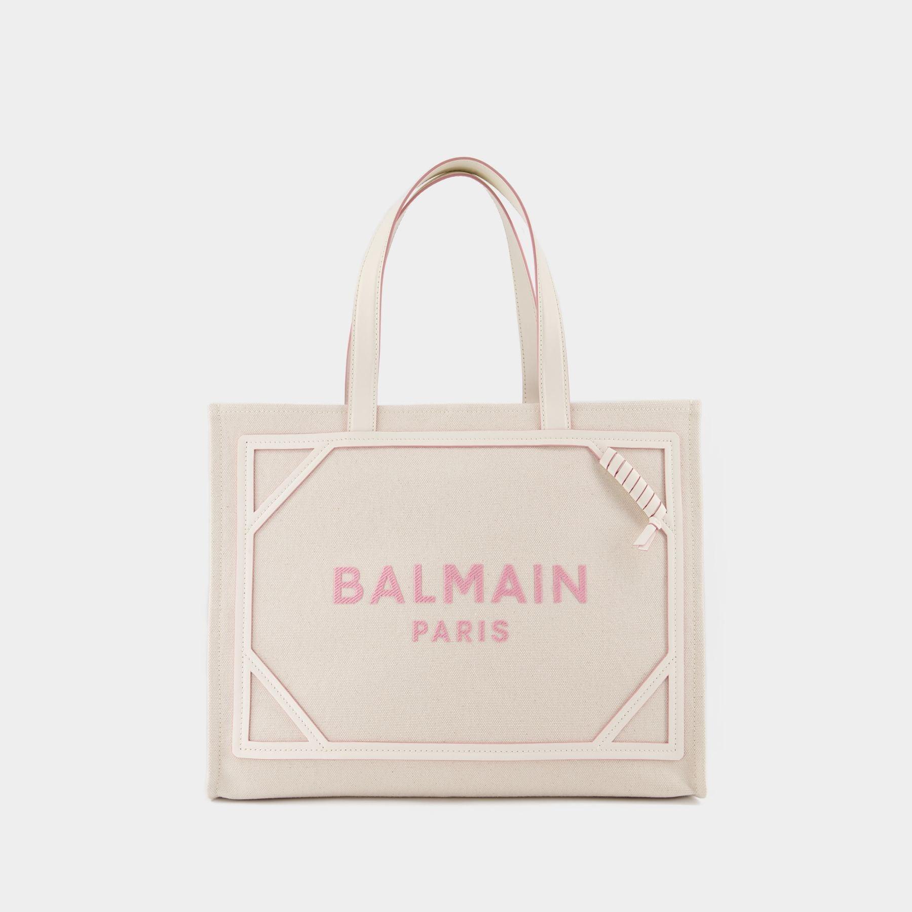 Balmain B-army Medium Tote Bag - - Cream/pink - Canvas in Natural | Lyst UK