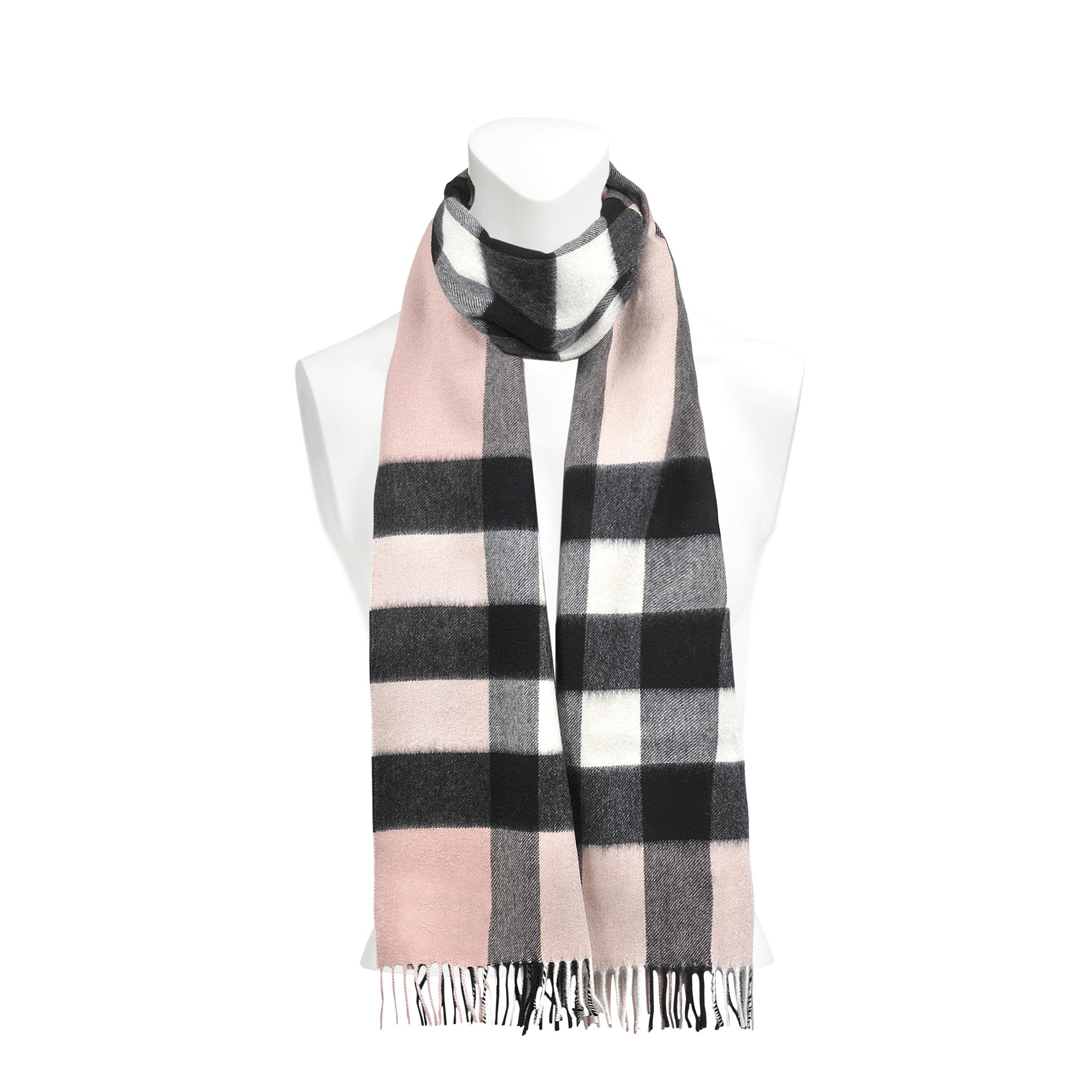 Burberry Half Mega Check Scarf In Ash Rose Cashmere - Lyst