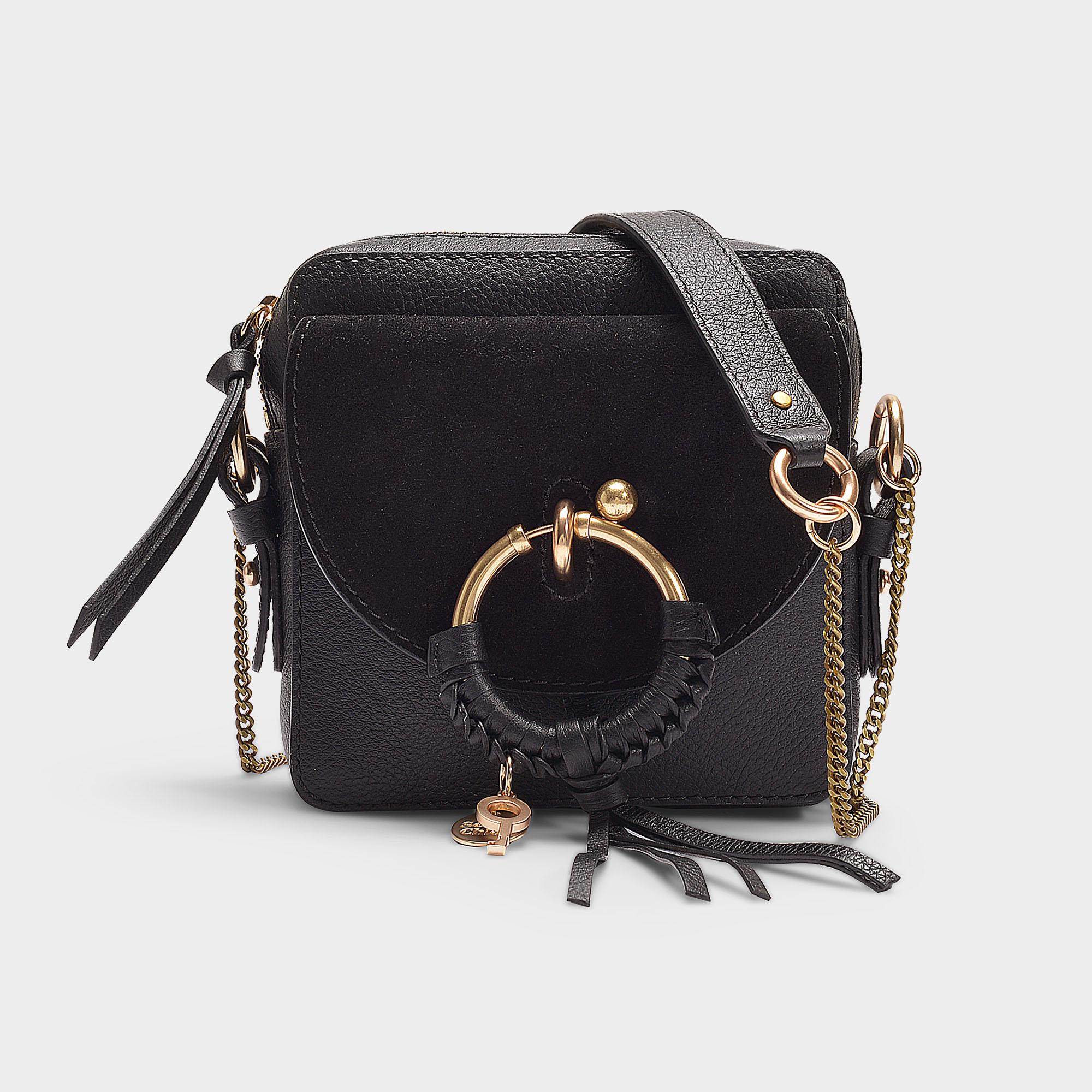 See By Chloé Joan Mini Camera Bag In Black Grained Leather And Suede Lyst