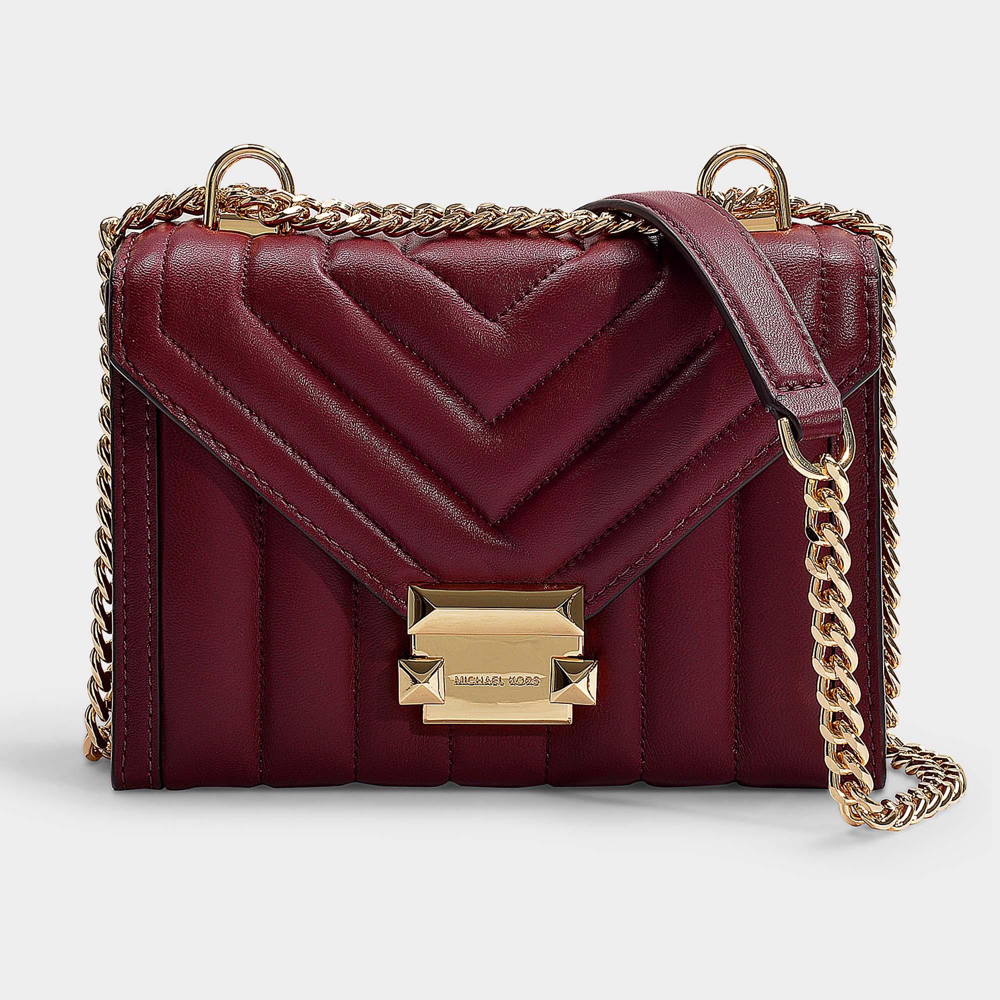 MICHAEL Michael Kors Whitney Small Shoulder Bag In Oxblood Quilted ...
