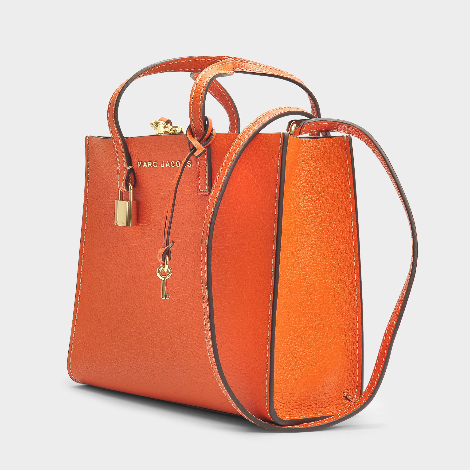 Marc Jacobs The Mini Grind Tote Bag In White Glow Cow Leather in Orange
