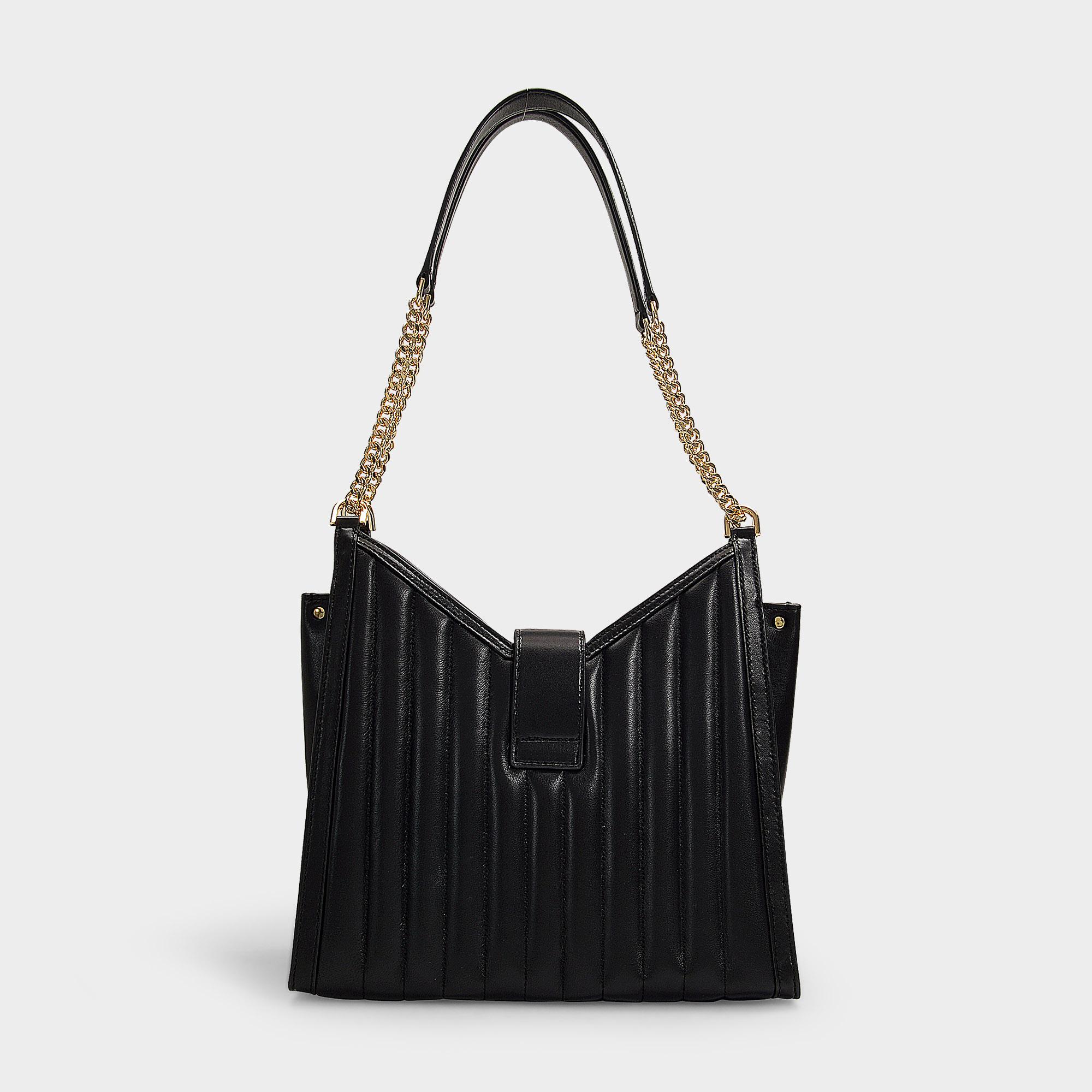 whitney polished leather chain shoulder tote