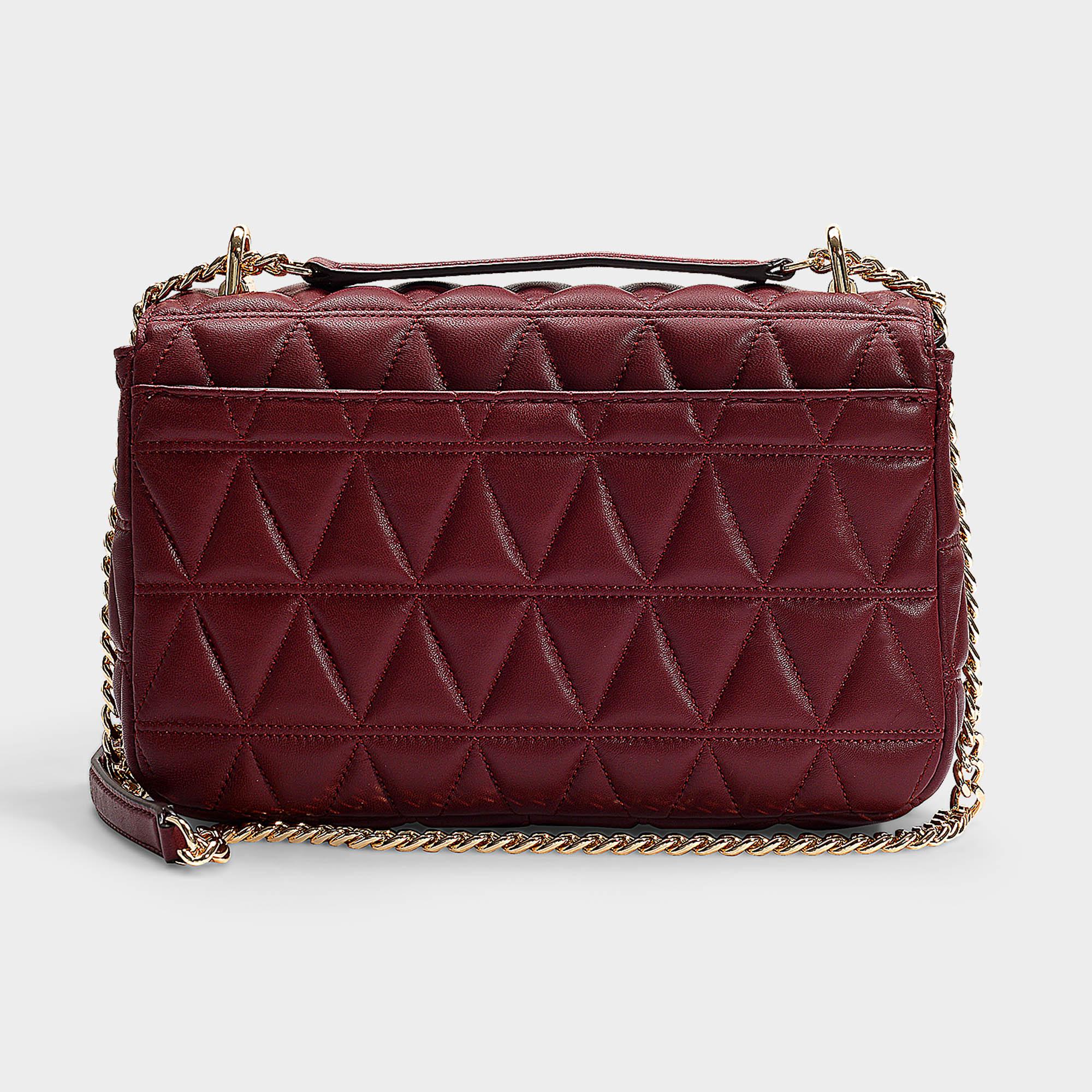 Michael Kors Small Chain Item Red Quilted Shoulder Flap Handbag (Red), Women's (leather)