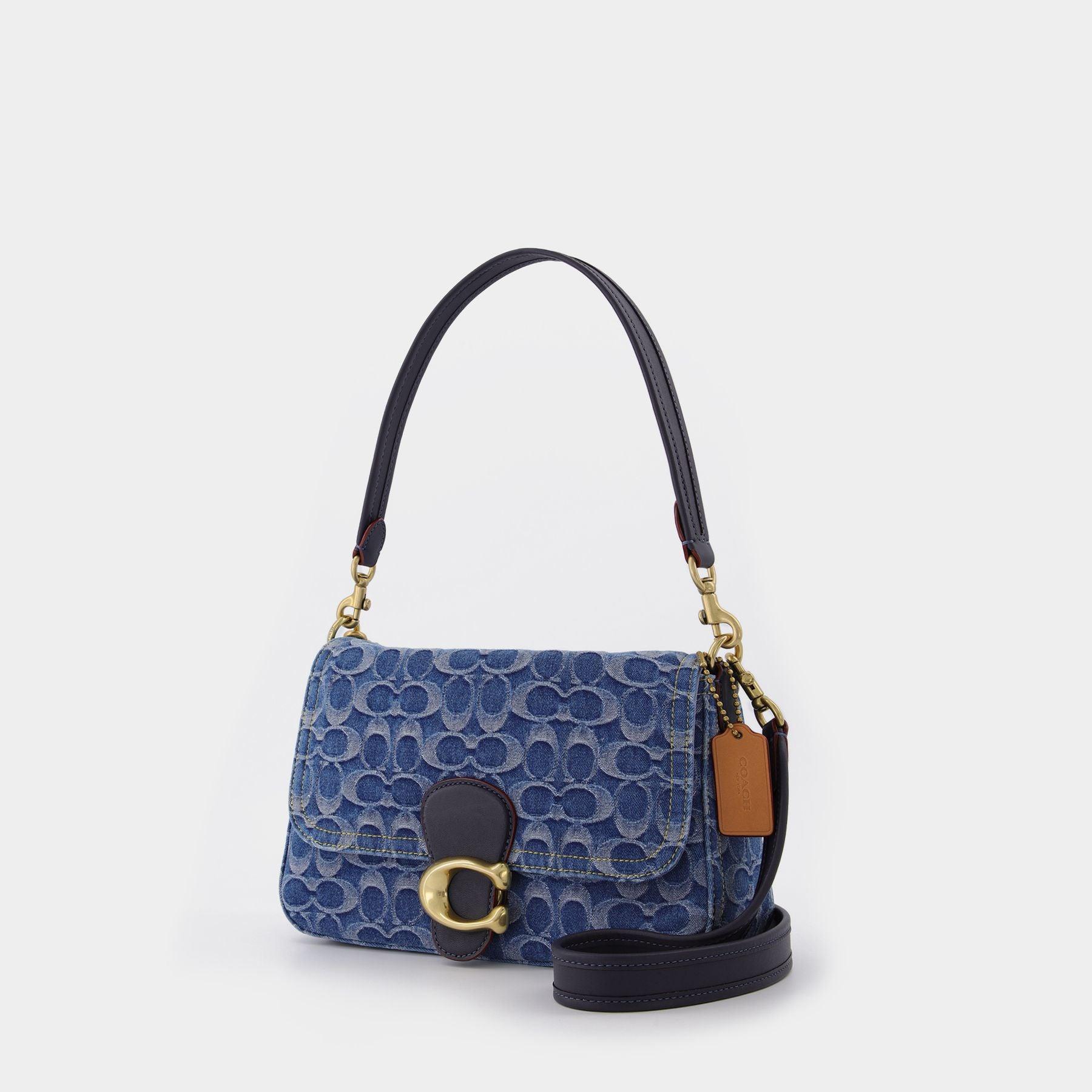 COACH Washed Denim Soft Tabby Shoulder Bag in Blue