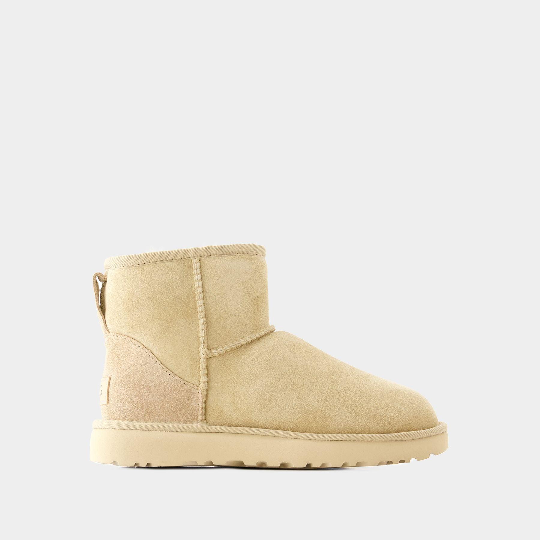UGG Classic Mini Ii Ankle Boots - - Leather - Beige in Natural | Lyst