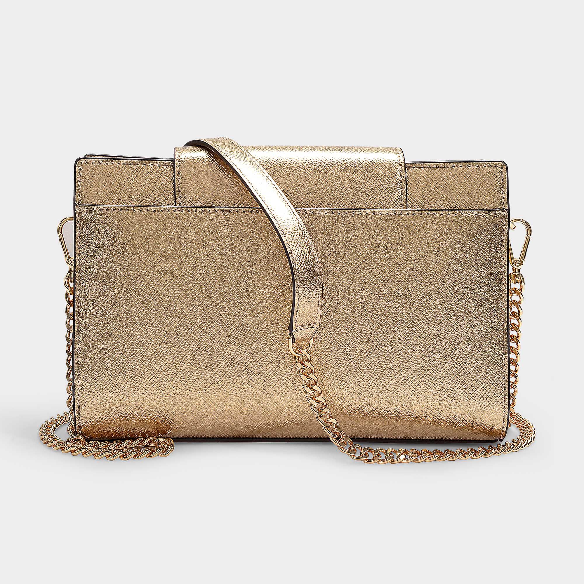 MICHAEL Michael Kors Leather Foldover Top Crossbody Bag in Gold