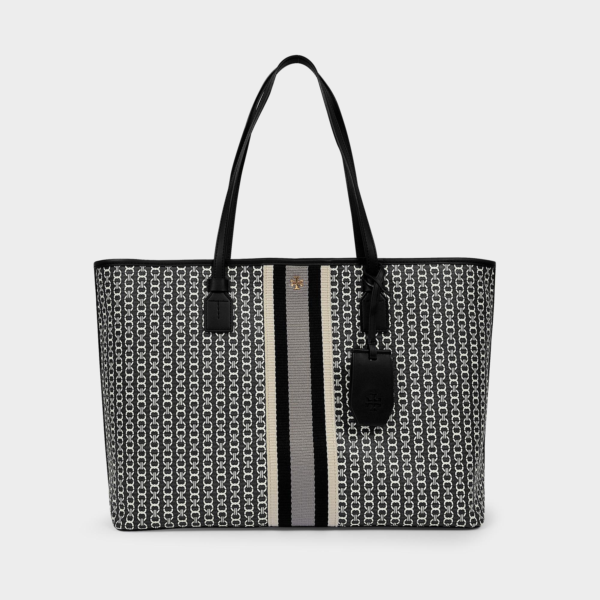 tory burch black and white tote