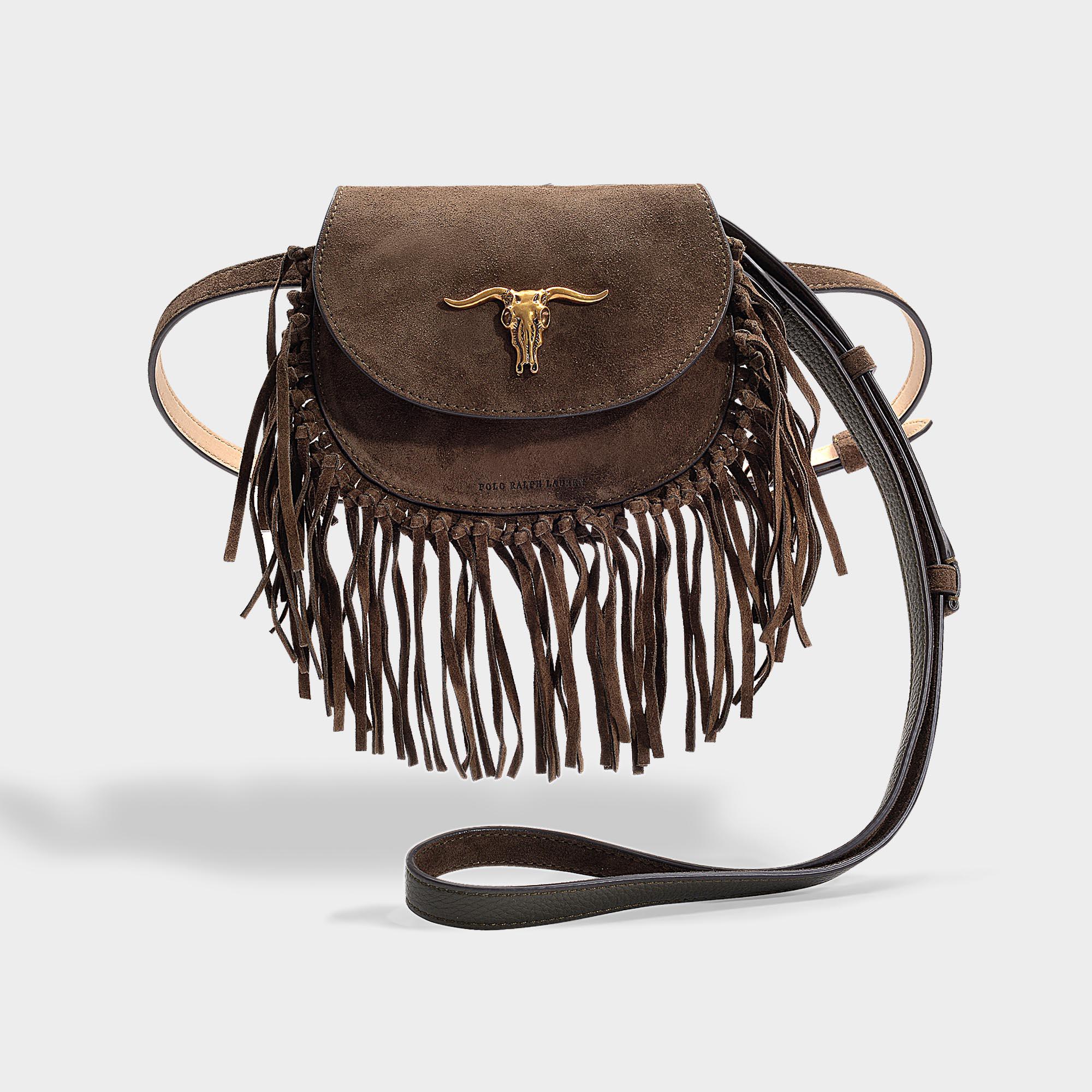 Polo Ralph Lauren Leather Montana Fringe Small Crossbody Bag In Olive  Calfskin | Lyst