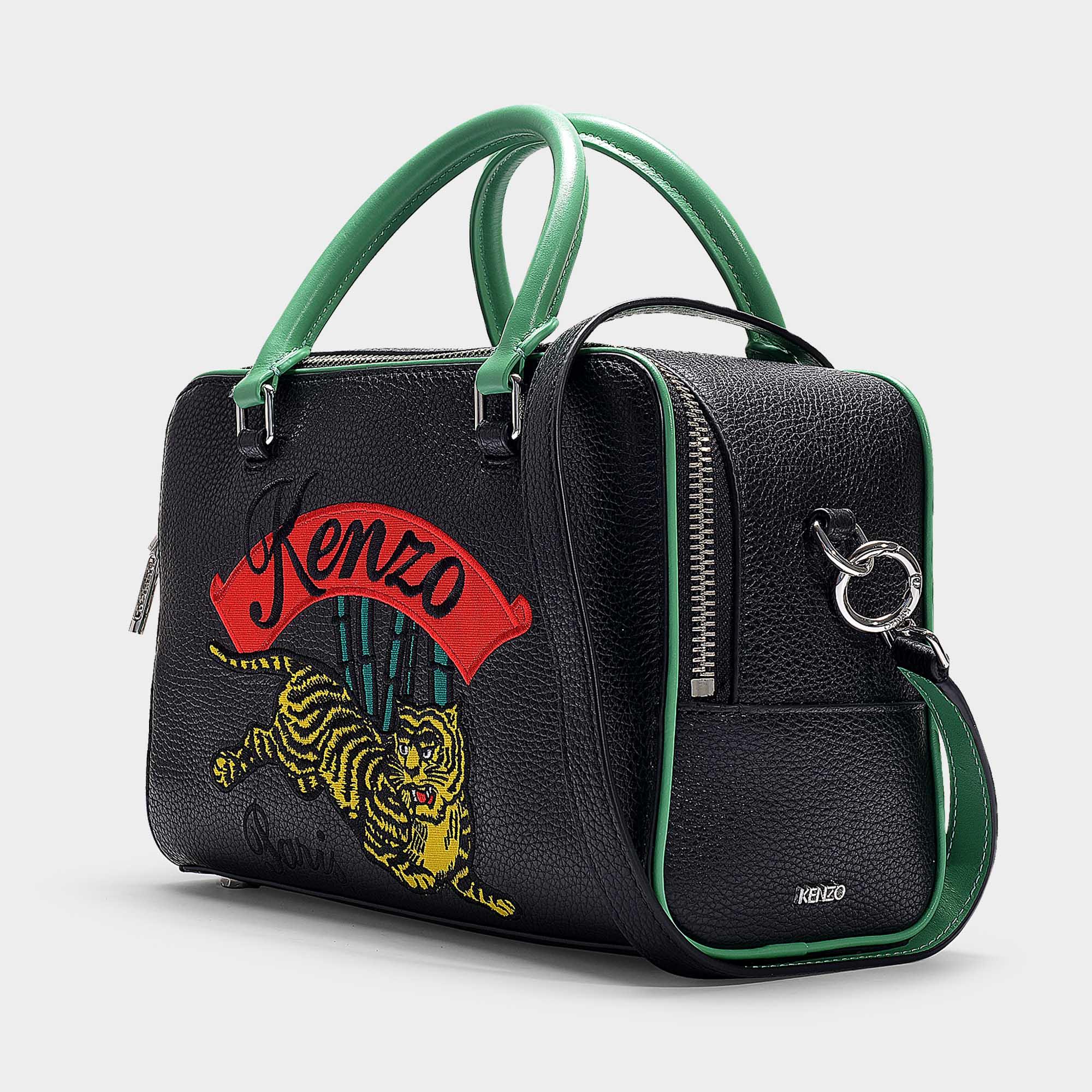 En Tiger Black Veau Sac Jumping Grand Bandoulière Noir Kenzo À mwnOvN80