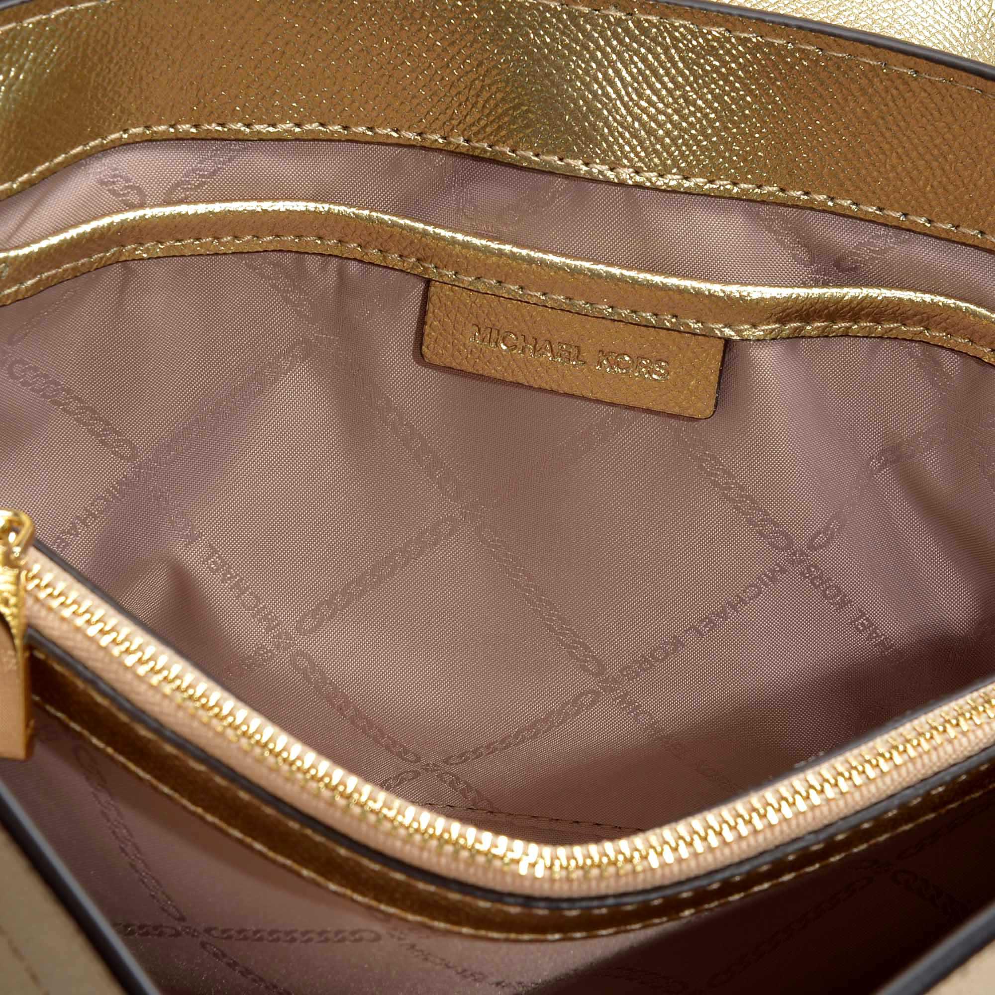 MICHAEL Michael Kors Leather Foldover Top Crossbody Bag in Gold